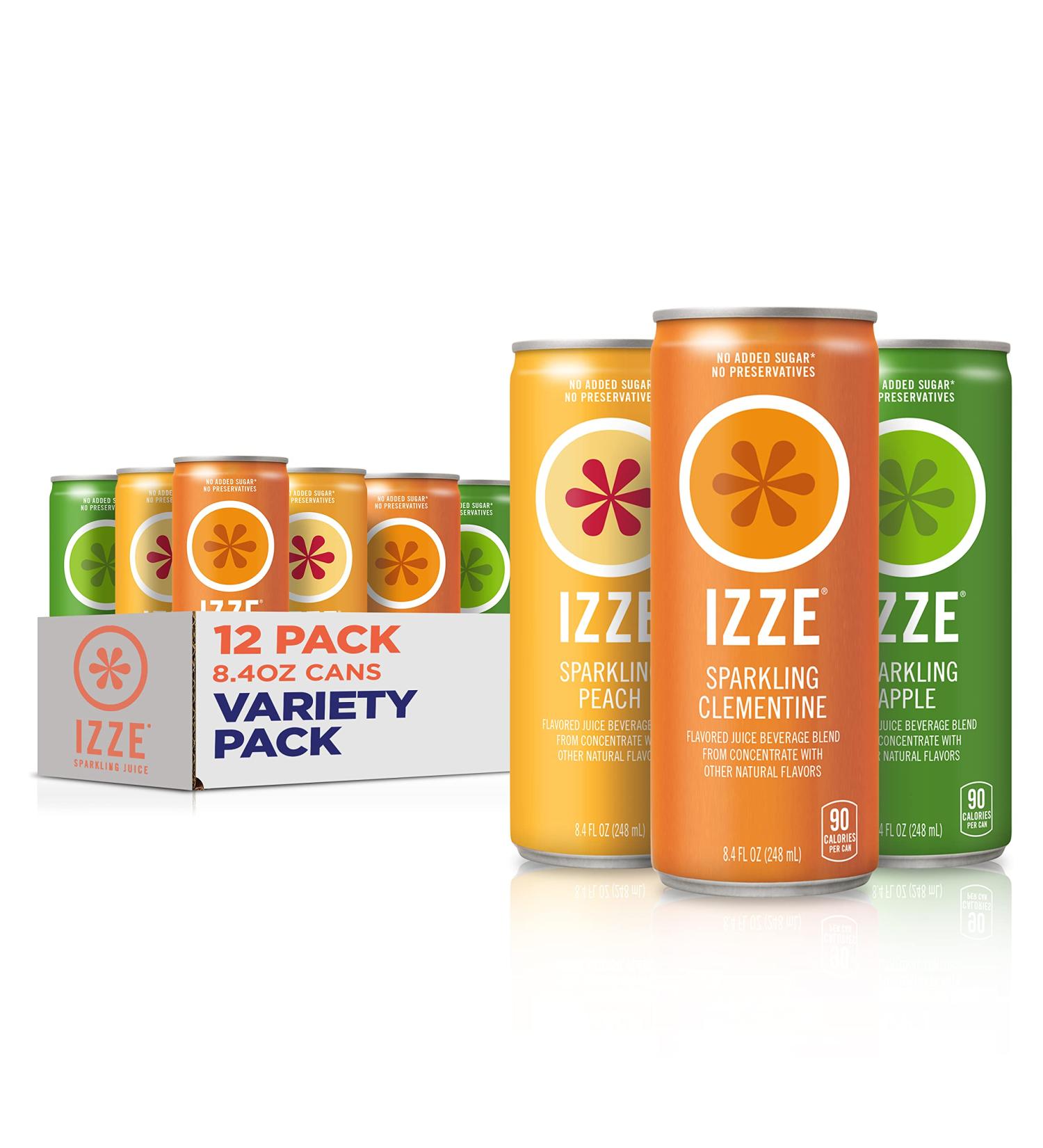 IZZE Sparkling Juice Variety Pack - 12 Count, 8.4 oz Cans (3 Flavors) - Buy Online on GoSupps.com