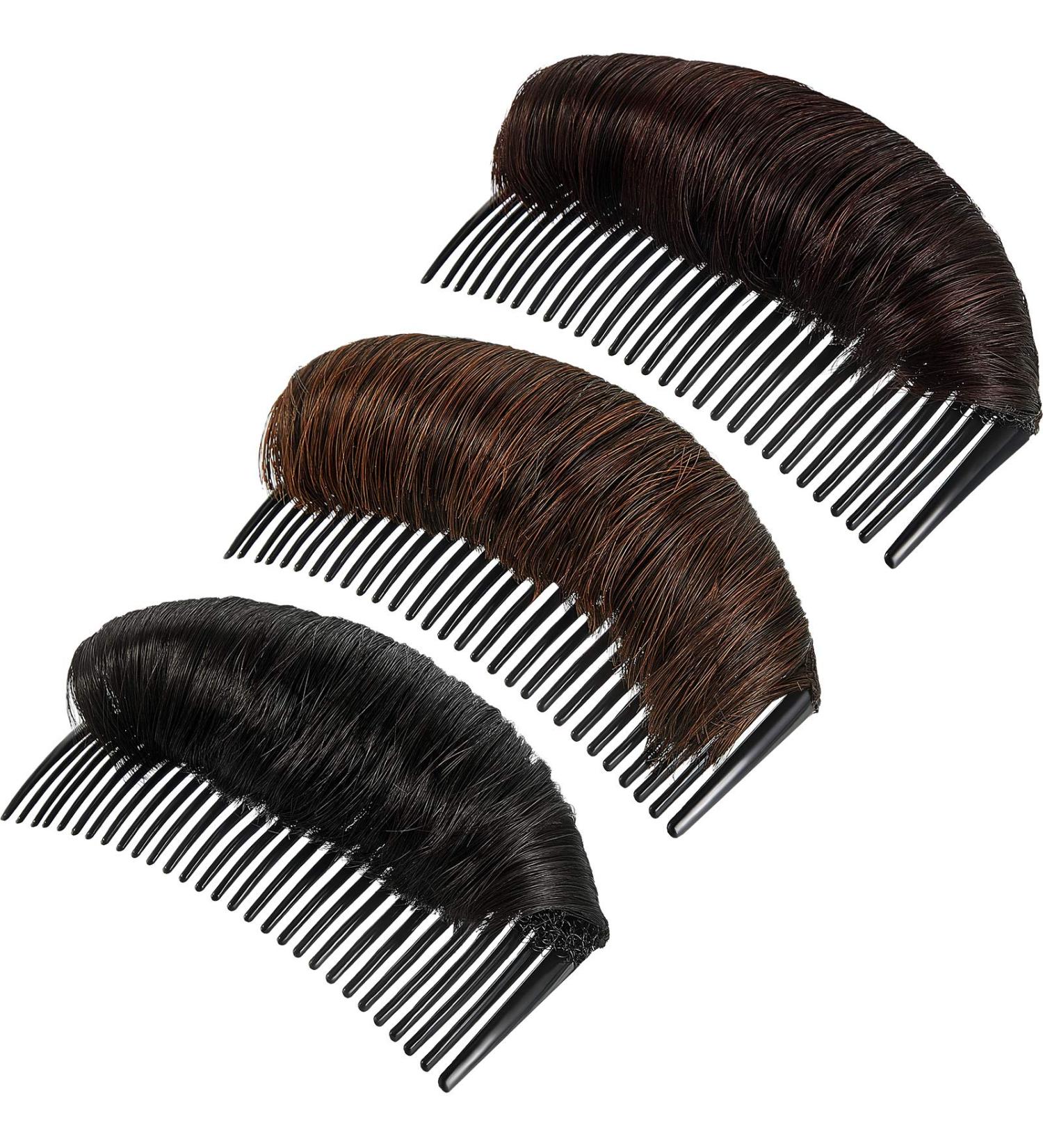 3-Piece Hair Bun Clip & Styling Insert Tool Set for Women - Black, Light Brown, Dark Brown - Buy Online on GoSupps.com