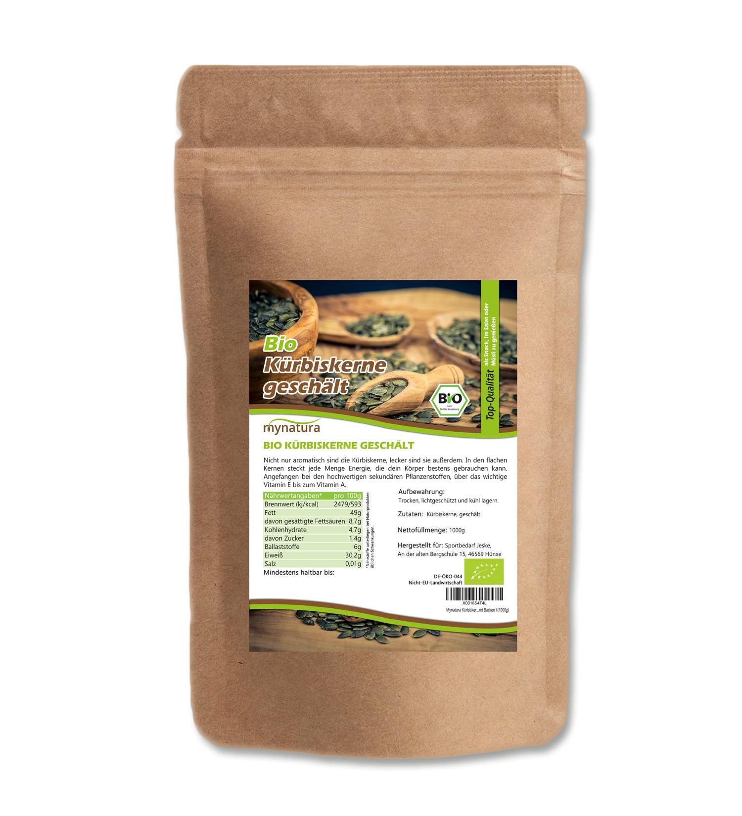 Mynatura Organic Pumpkin Seeds - Unshelled 2x1000g | Healthy Snack Muesli & Baking Ingredient - Buy Online on GoSupps.com