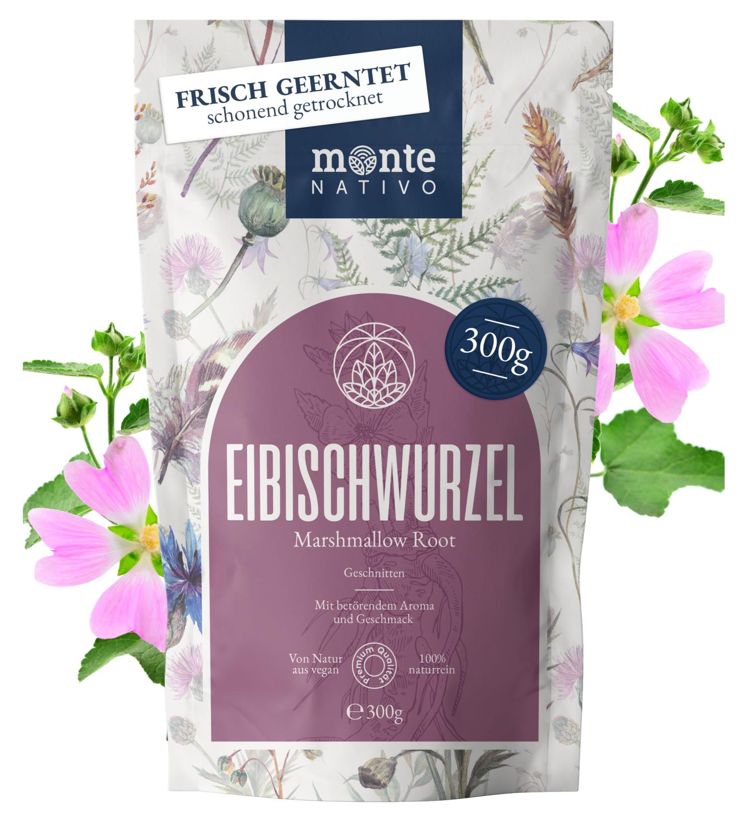 Marshmallow root tea Monte Nativo 300g Softly dried marshmallow root Loose tea 100 natural and without additives Aromatic herbal tea for a delicious infusion Marshmallow root 300 g - Buy Online on GoSupps.com