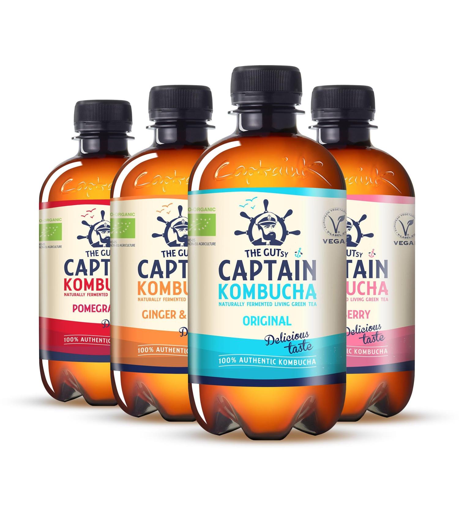 Buy Gutsy Captain Kombucha Trial Pack - Organic Raw & Vegan - 4 x 400ml | International Shipping Available - Buy Online on GoSupps.com