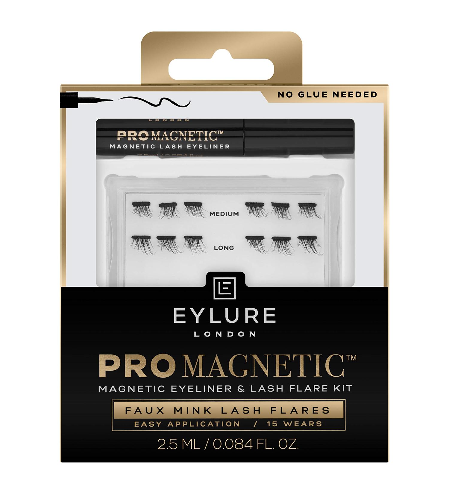 Eylure PROMAGNETIC Magnetic Eyeliner & Faux Mink Lash Kit - No Glue Medium/Long Flares for Easy Application | International Shipping Available - Buy Online on GoSupps.com