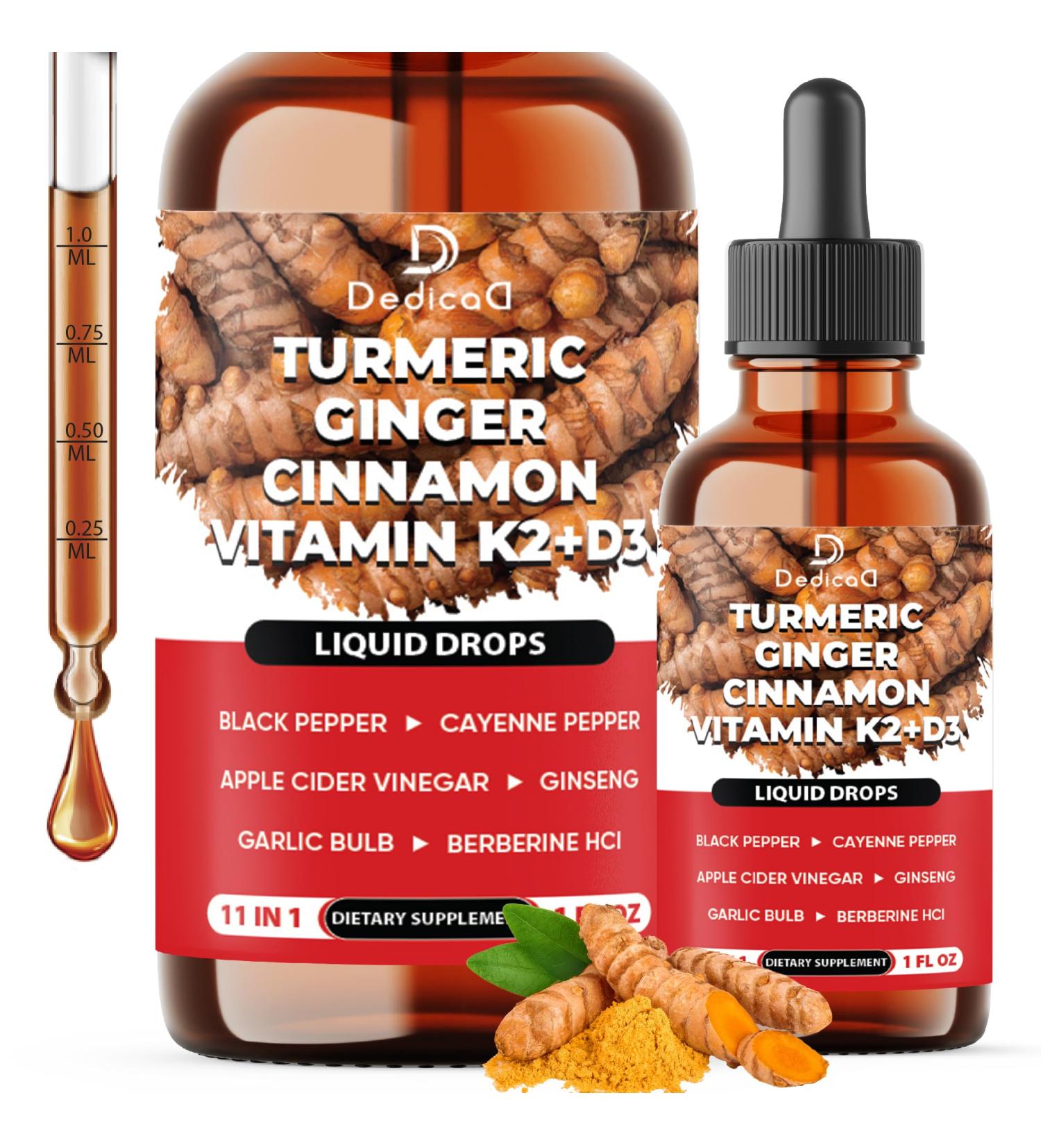 11in1 Liquid Turmeric Supplement with Ginger, Garlic, Ceylon Cinnamon, Berberine, Ginseng, Apple Cider Vinegar 1 Fl Oz 30 Servings - Buy Online on GoSupps.com