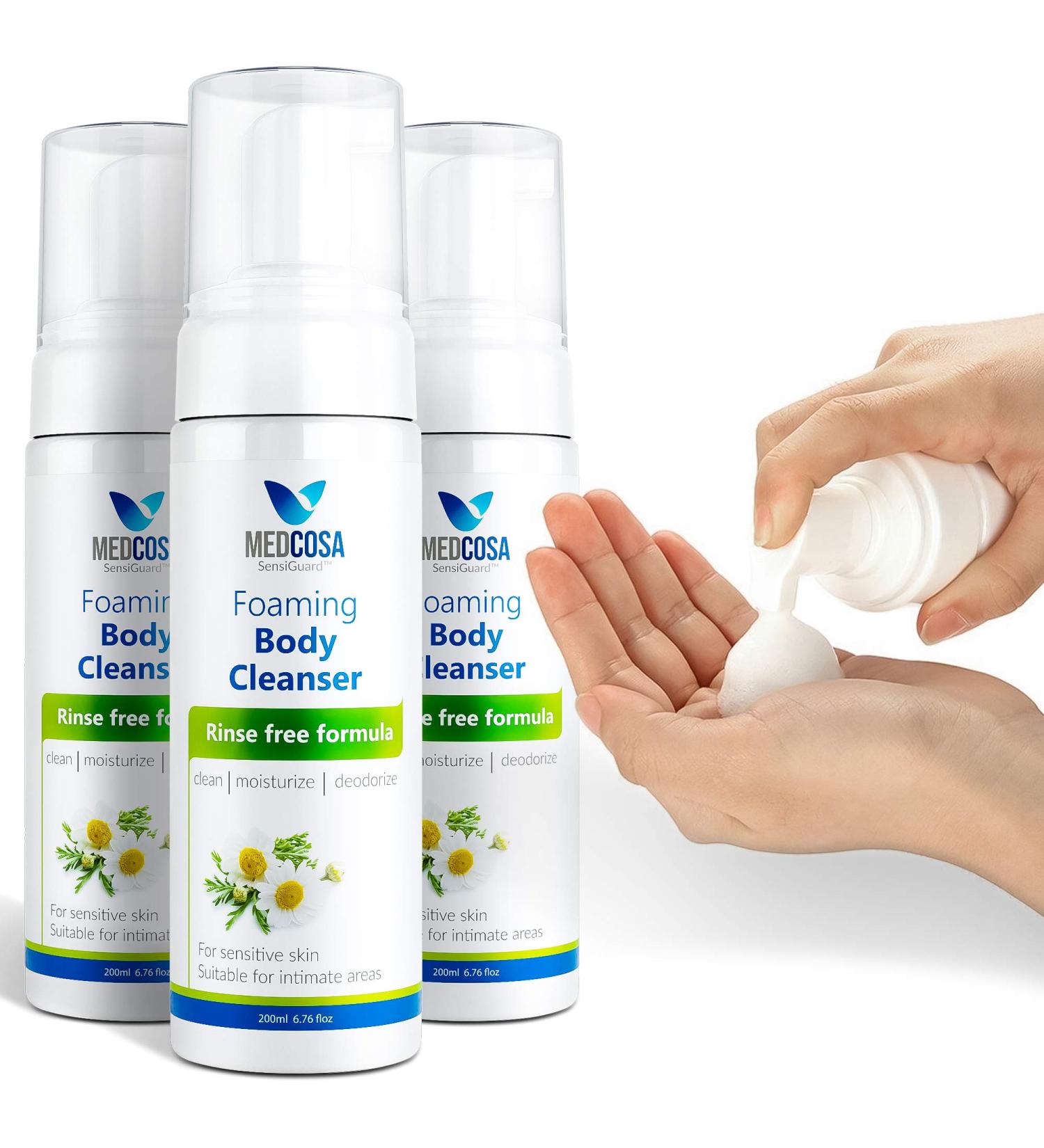 Medcosa No Water Body Wash - Rinse Free Cleansing Foam for Adults and Elderly | Waterless Body Wash 3-Pack for Gentle Cleansing - Buy Online on GoSupps.com