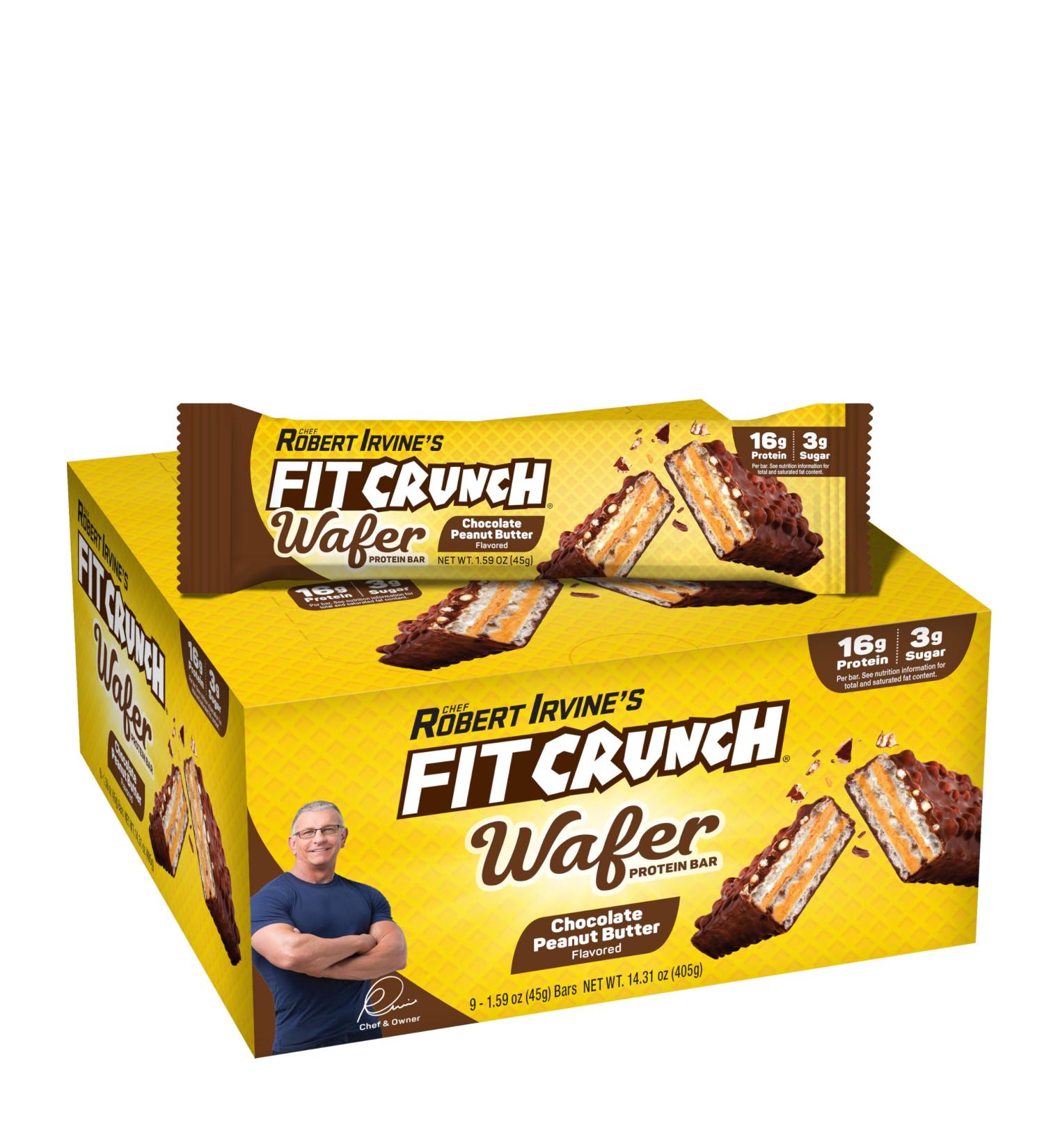 FITCRUNCH Wafer Protein Bars 16g of Protein & 3g of Sugar (9 Bars Chocolate Peanut Butter) - Buy Online on GoSupps.com