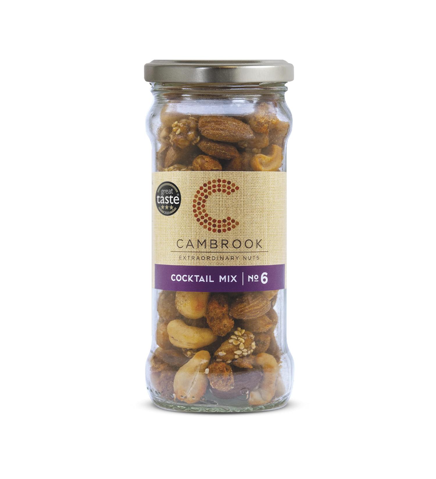 Cambrook Cocktail Mix 6 - Salted Smoked & Caramelised Mixed Nuts 170 g Jar | Premium Quality Vegetarian Nuts - Buy Online on GoSupps.com