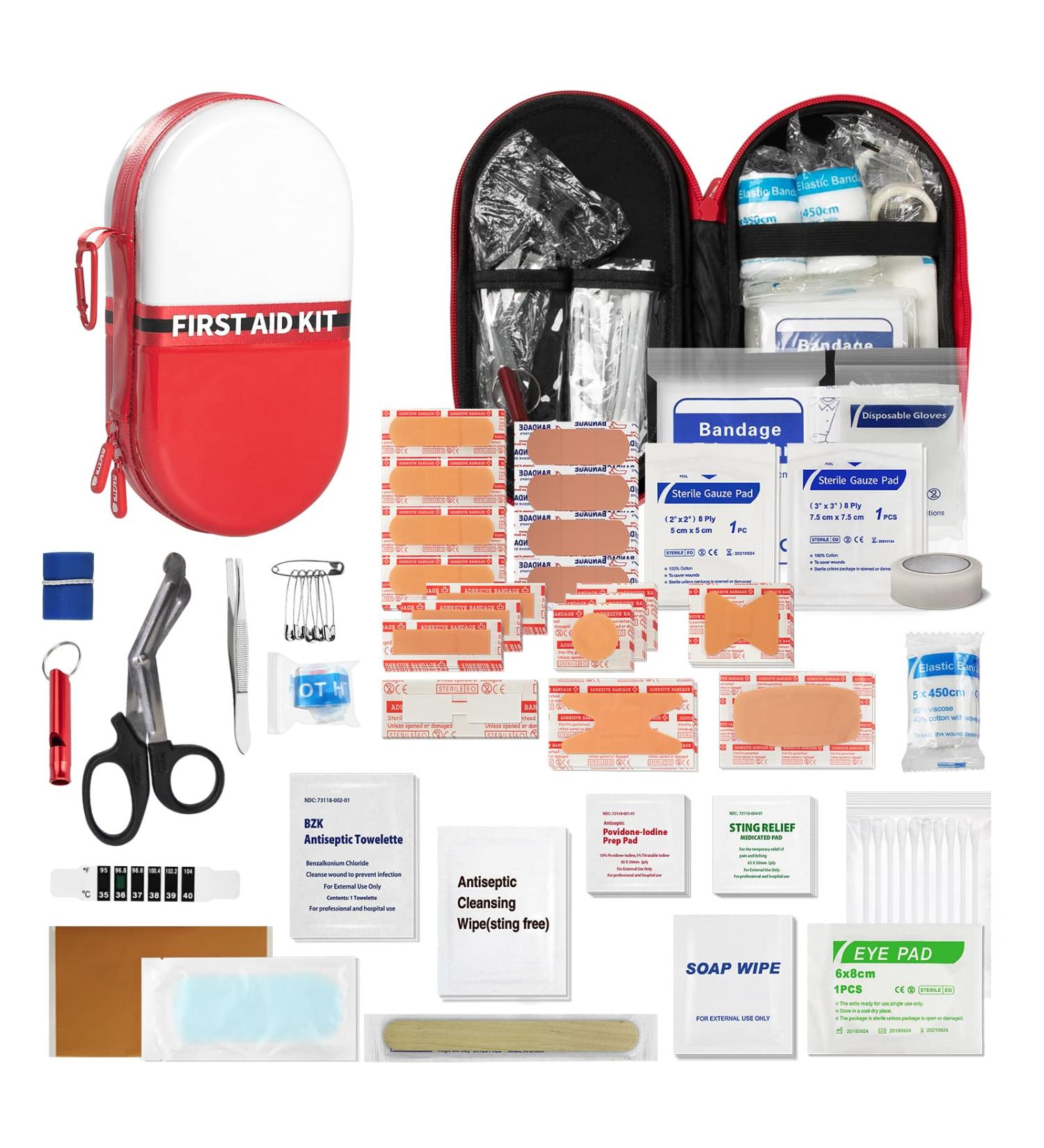 101-Piece All Purpose First Aid Kit Gift | Waterproof Eva Case | Ideal for Workplace, Home, Sports, Survival, Driving, Hiking | Red White Color - Buy Online on GoSupps.com