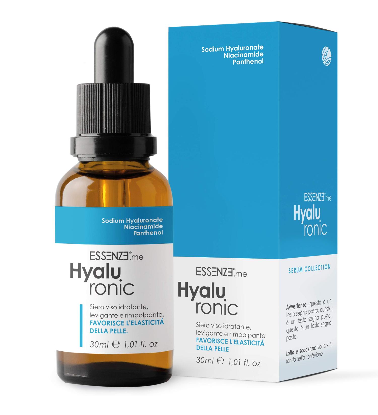 Pure Hyaluronic Acid Face Serum Anti-Wrinkle Plumping Effect with Niacinamide + Provitamin B5 Concentrated Moisturizing Formula Also for Eye Contour | Hyaluronic Essences 30 ml - Buy Online on GoSupps.com