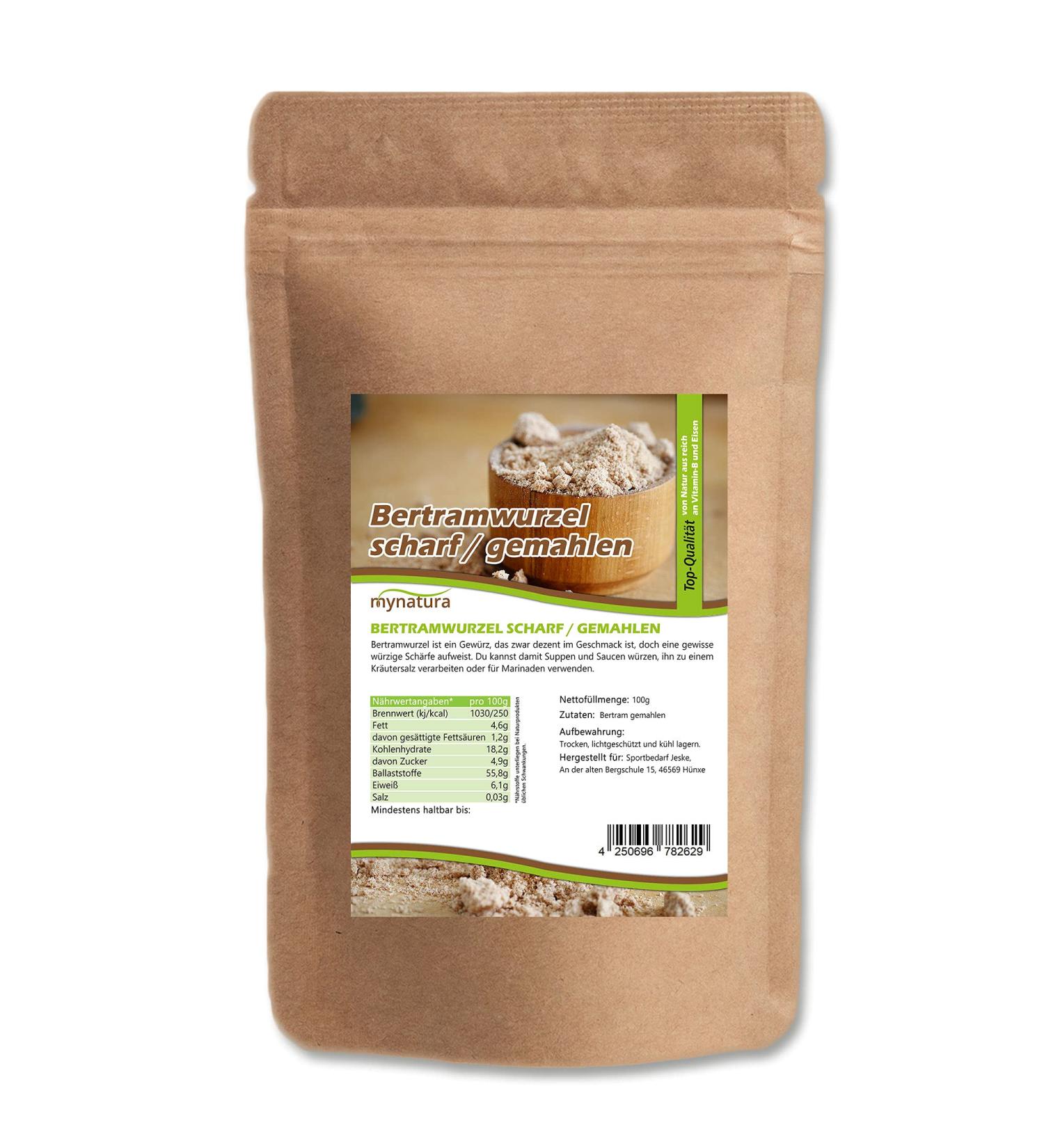 Jeske Sports Supplies Mynatura Bertram root ground sharp I Bertram I root I bertram root powder I carrot powder I natural product I in bag 1000g - Buy Online on GoSupps.com