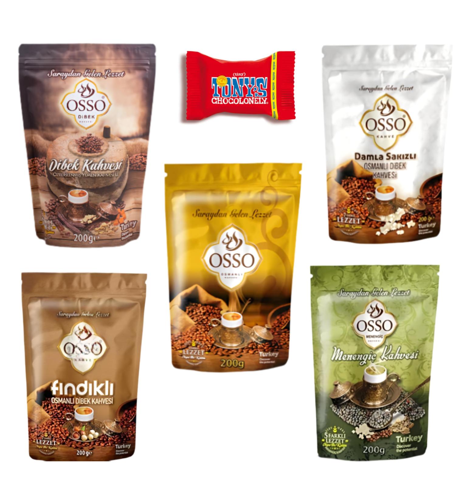 Trinovicom Trinovi Osso Menengi Dibek Hazelnut Mastic Coffee and Ottoman Coffee 5 x 200 g Traditional Types Fresh Ground Coffee Aromatic Ground Coffee - Buy Online on GoSupps.com