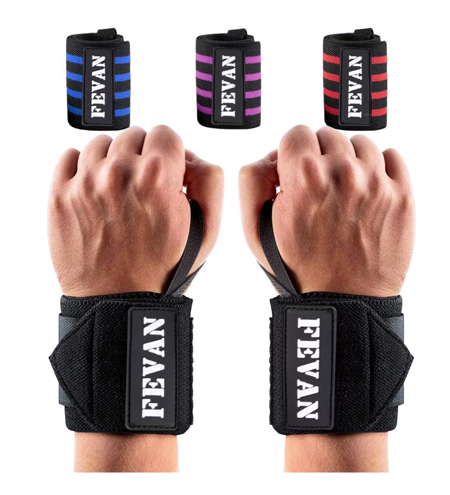 FEVAN PACK 2 Adjustable Fitness Bracelets - Unisex Wrist Tendinitis & Carpal Tunnel Support - Black CrossFit Bracelets for Pain Relief - Buy Online on GoSupps.com