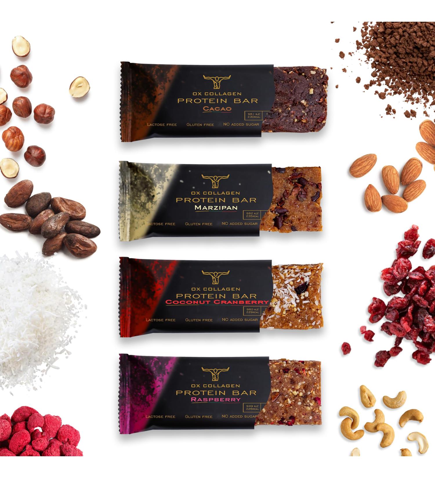 Buy Collagen Protein Bars - Lactose-Free Low Sugar Energy & Fitness Bar - 12x52g - High Protein Ox Collagen Mix - Buy Online on GoSupps.com