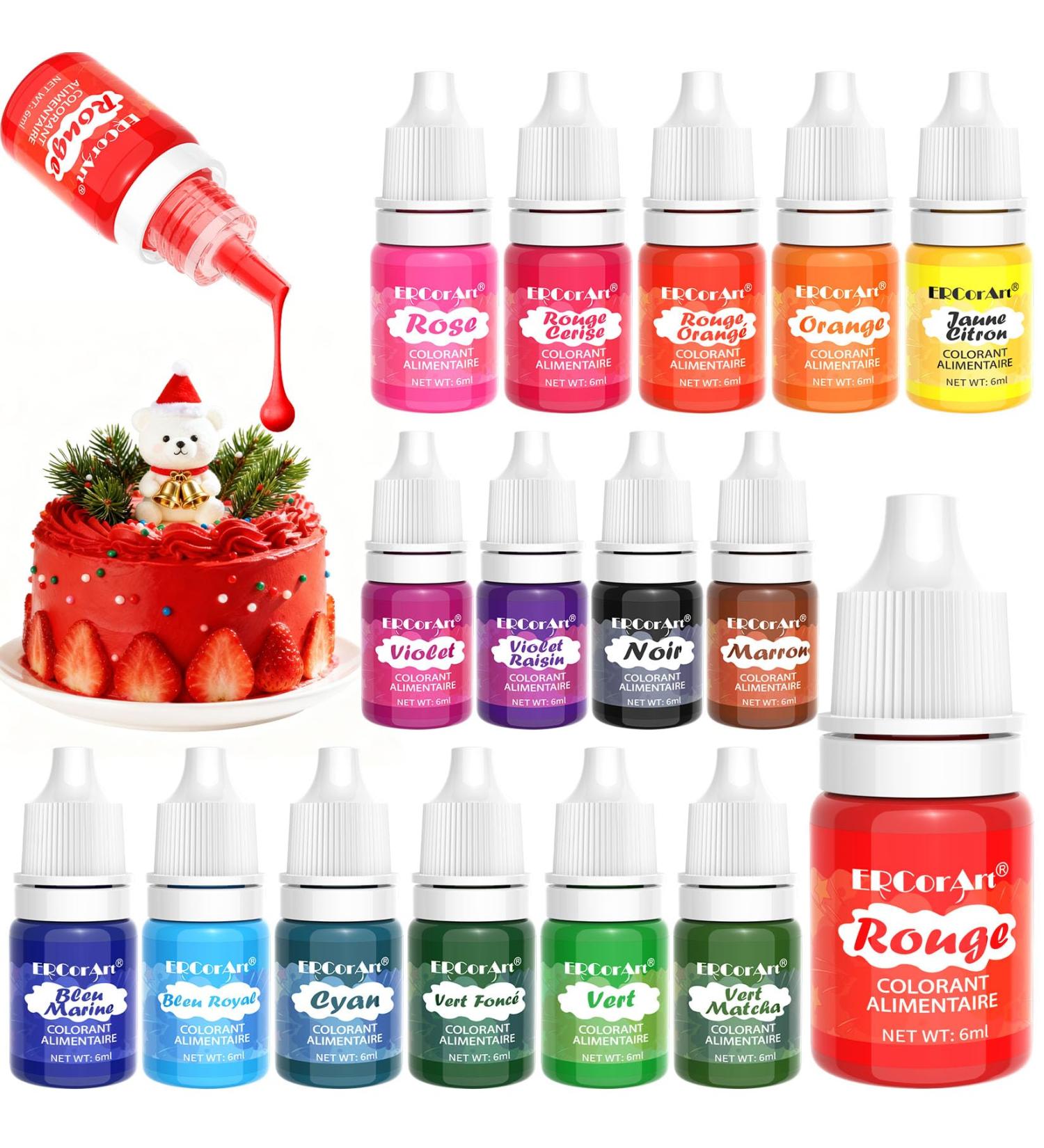 Colorant Alimentaire - Colorant Alimentaire Liquide 16 Couleurs Vives Colorant Alimentaire Concentr pour la D coration de G teaux les Fondants les Macarons la Fabrication de Savon DIY - 6 ml 96 ml (Lot de 1) - Buy Online on GoSupps.com