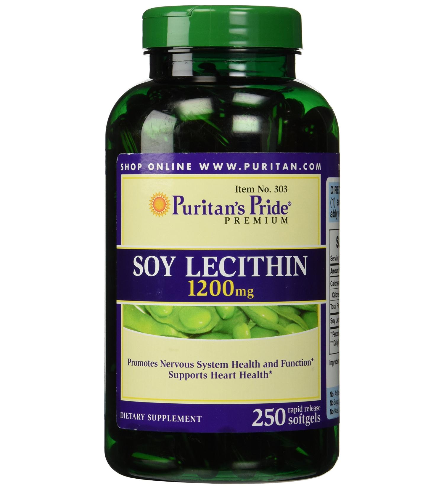 Puritan's Pride Soy Lecithin 1200mg 250 Count - Natural Source of Phospholipids - Buy Online on GoSupps.com