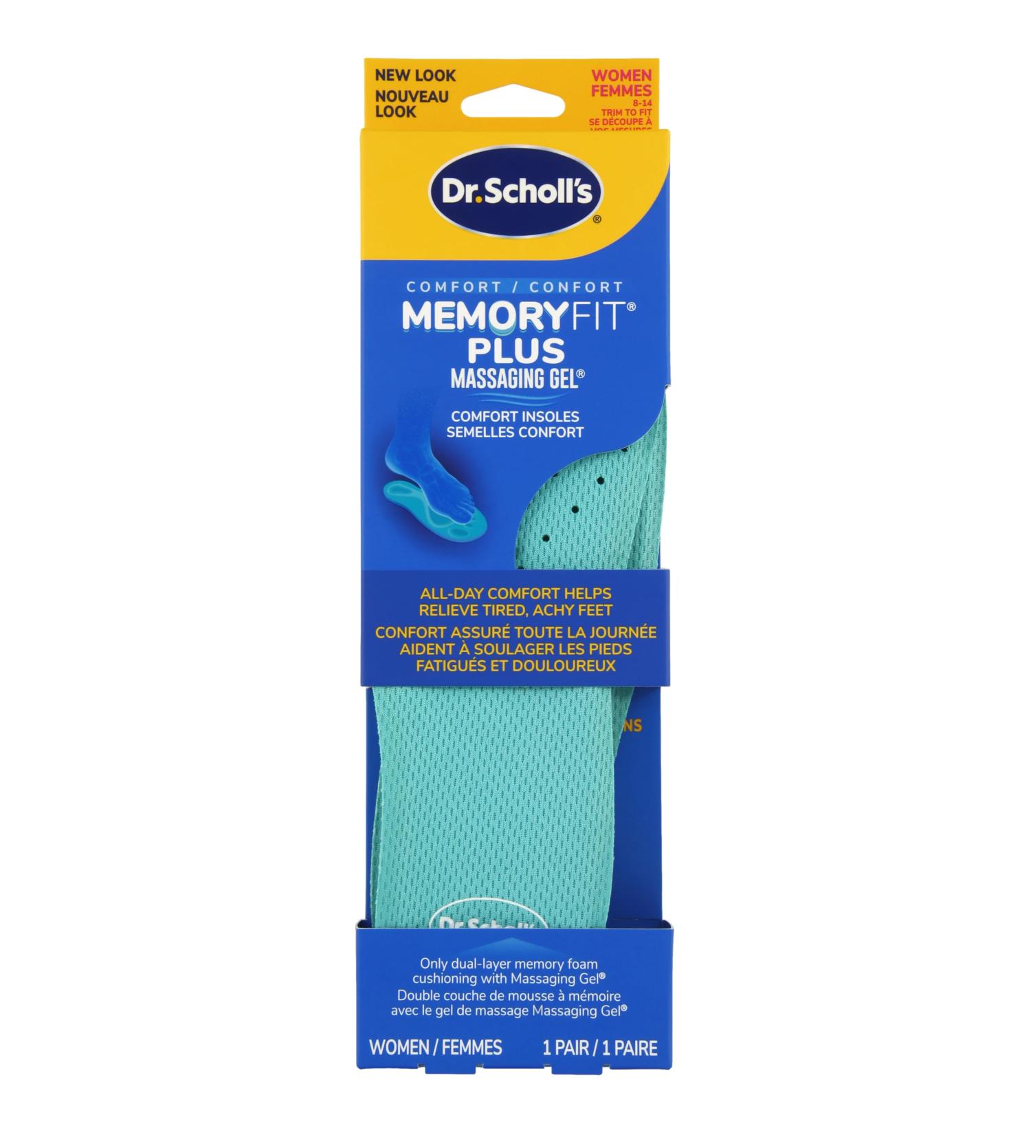 Dr. Scholl's MEMORY FIT Insoles with Massaging Gel Advanced (Men's 8-14 Women's 6-10) // Pillow-Soft Memory Foam Conforms to Your Foot - Buy Online on GoSupps.com