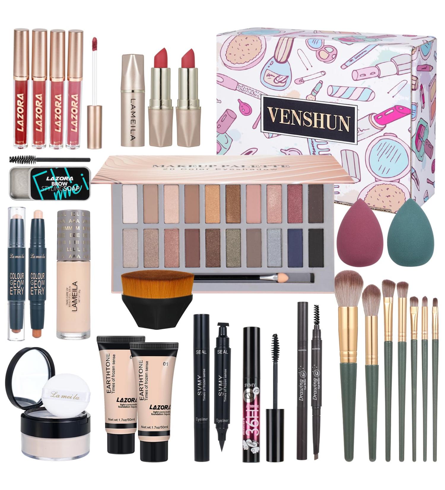 Ultimate Women's and Teenagers Makeup Kit - Eyeshadow Palette Lip Gloss Foundation Mascara Eyeliner & Brushes - International Shipping Available - Buy Online on GoSupps.com