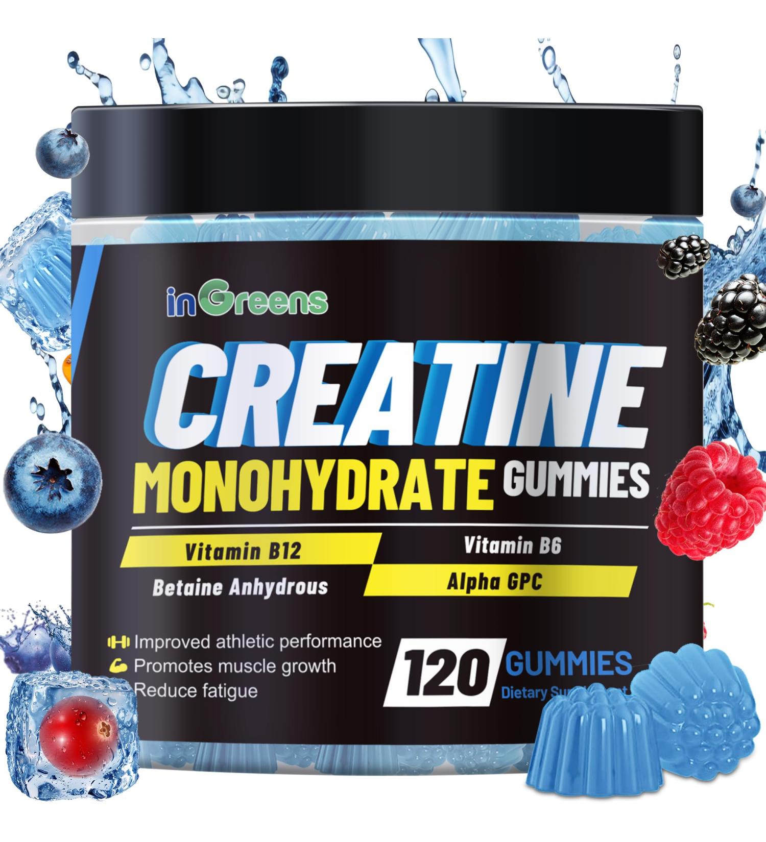 Buy Creatine Monohydrate Gummies 6g - Potent Energy Boost Strength & Muscle Builder Gluten-Free & Sugar-Free 120 Count - Buy Online on GoSupps.com