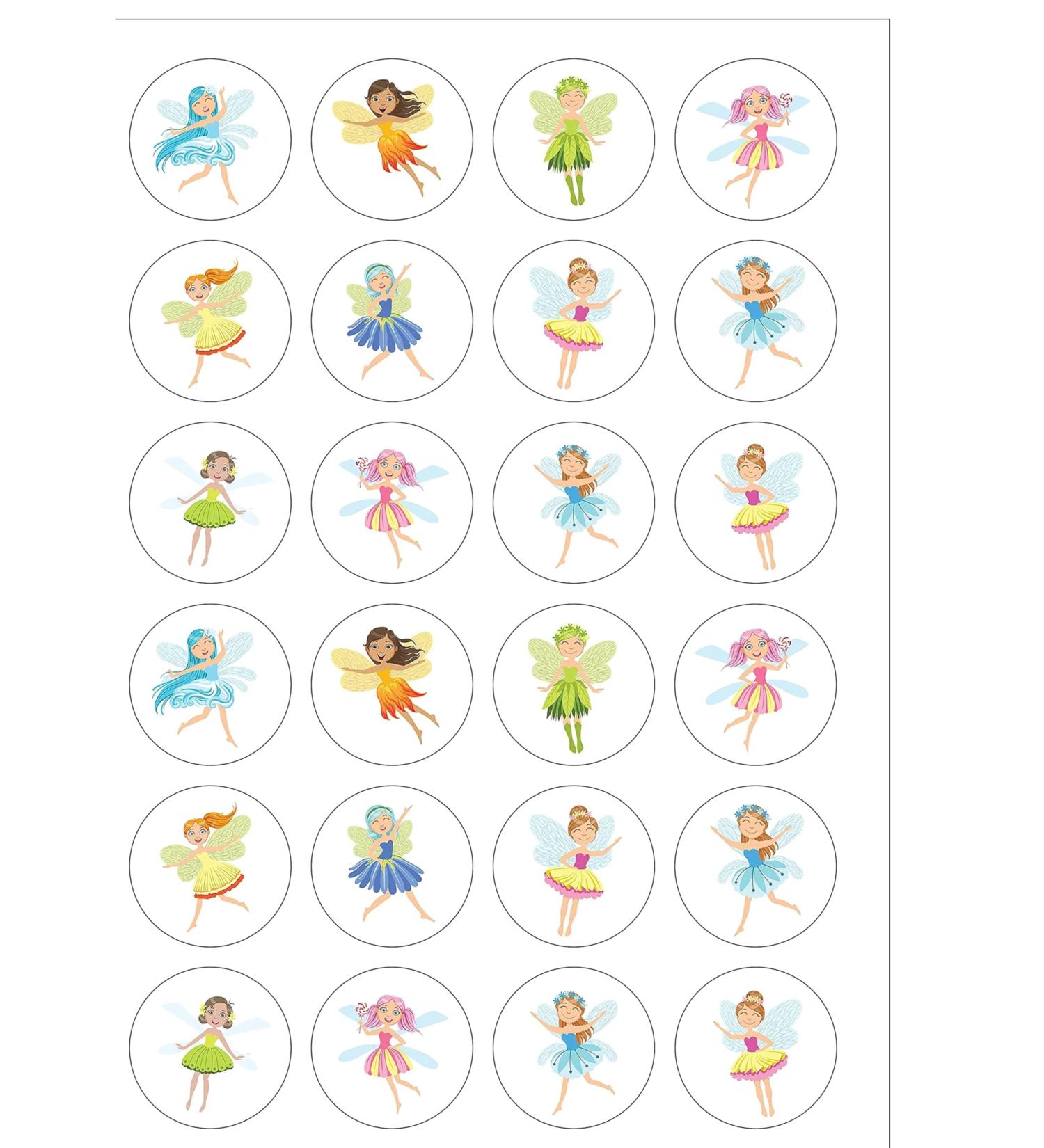 24 Pre-Cut CUTE FAIRIES Themed Edible Wafer Paper Cake Toppers Decorations