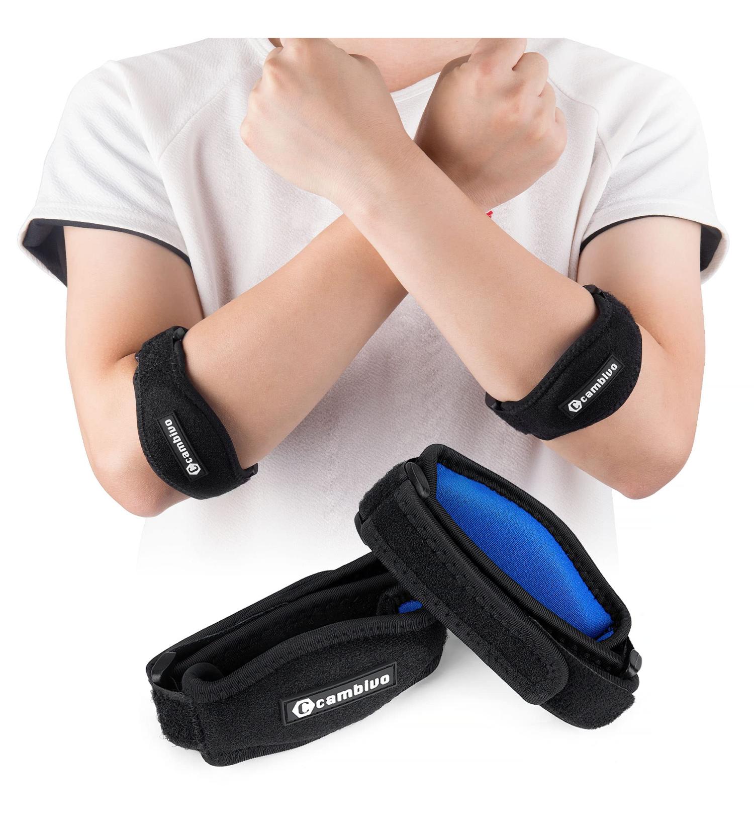 CAMBIVO 2 Pack Tennis Elbow Brace for Men & Women - Pain Relief for Tendonitis, Tennis & Golfer's Elbow - Adjustable Strap with Compression Pad - Buy Online on GoSupps.com