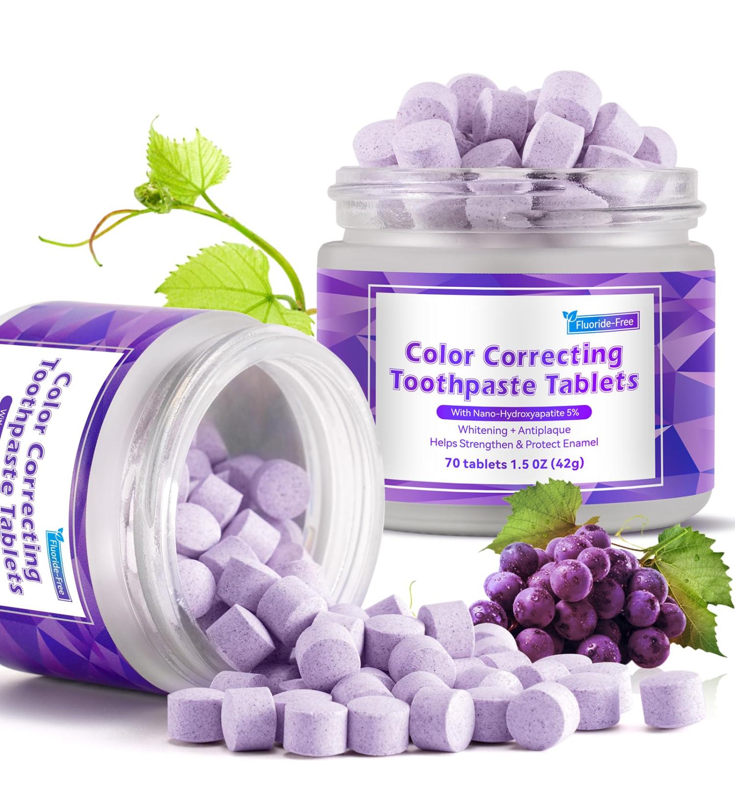 70PCS Purple Toothpaste Tablets | Toothpaste Tablets | Remineralizing Tablets with Nano-Hydroxyapatite (nHa) for Teeth Whitening Oral Care Natural Whitening Peppermint - Buy Online on GoSupps.com