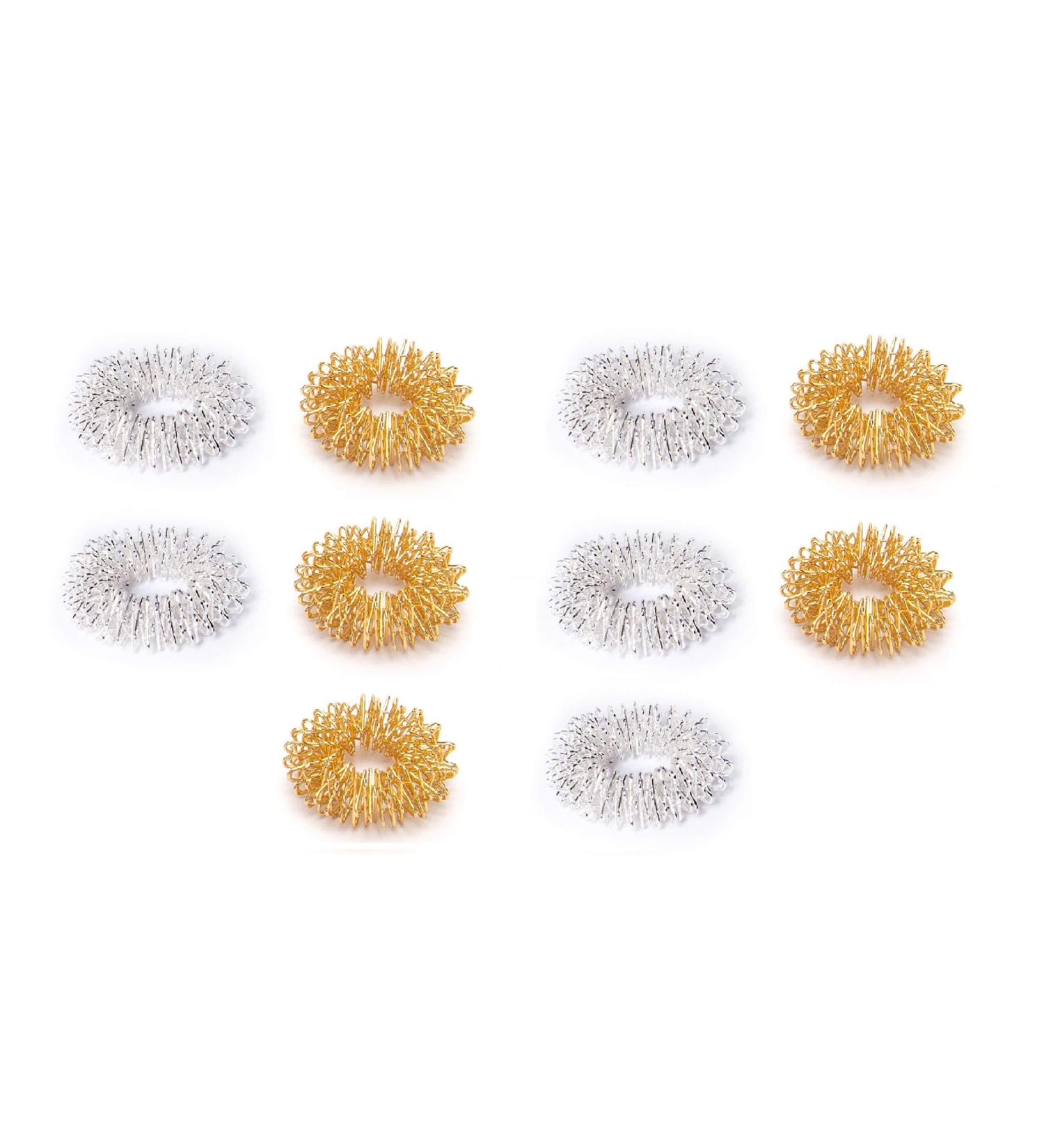 Chi-Enterprise Premium Massagering Set - Anti-Stress Acupressure Rings for Anxiety Relief | 10 Gold & Silver Rings - Buy Online on GoSupps.com