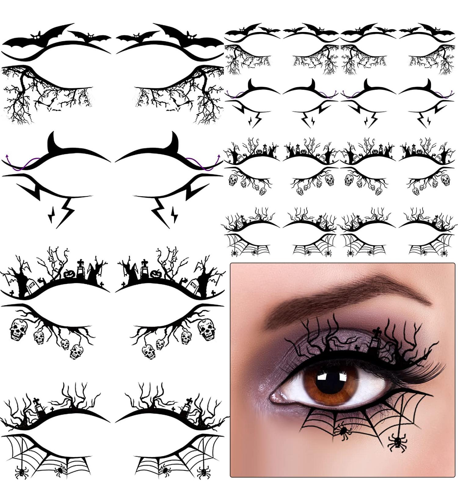 12 Pairs Black Fabric Eye Shadow Tattoo Sticker | Reusable Eye Liner Party & Stage Makeup Tool - Buy Online on GoSupps.com