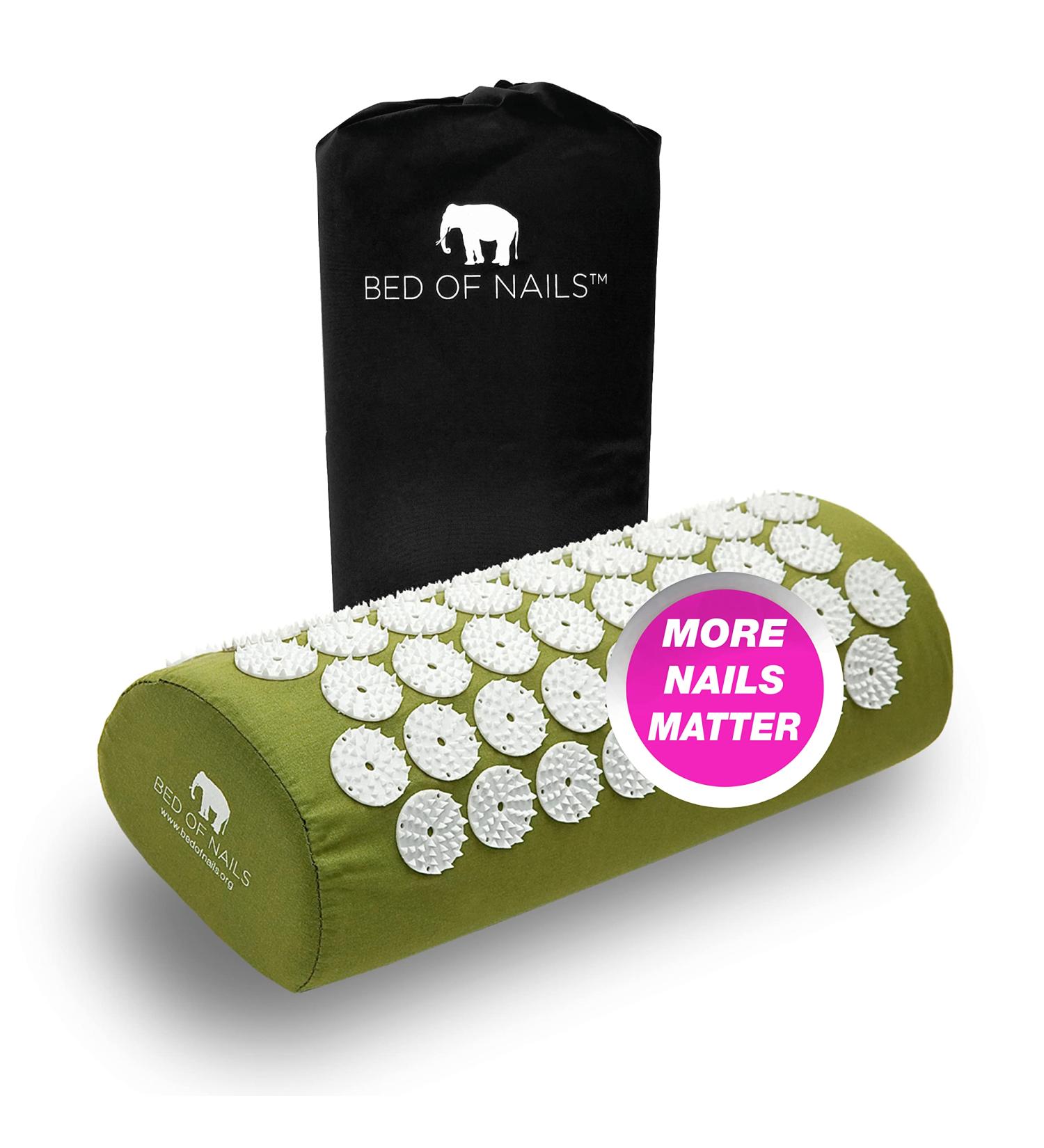 Bed of Nails Acupressure Pillow for Neck & Back Pain Relief - 142 Pressure Points - FSA/HSA Eligible - Carry Bag Included - Green - Buy Online on GoSupps.com