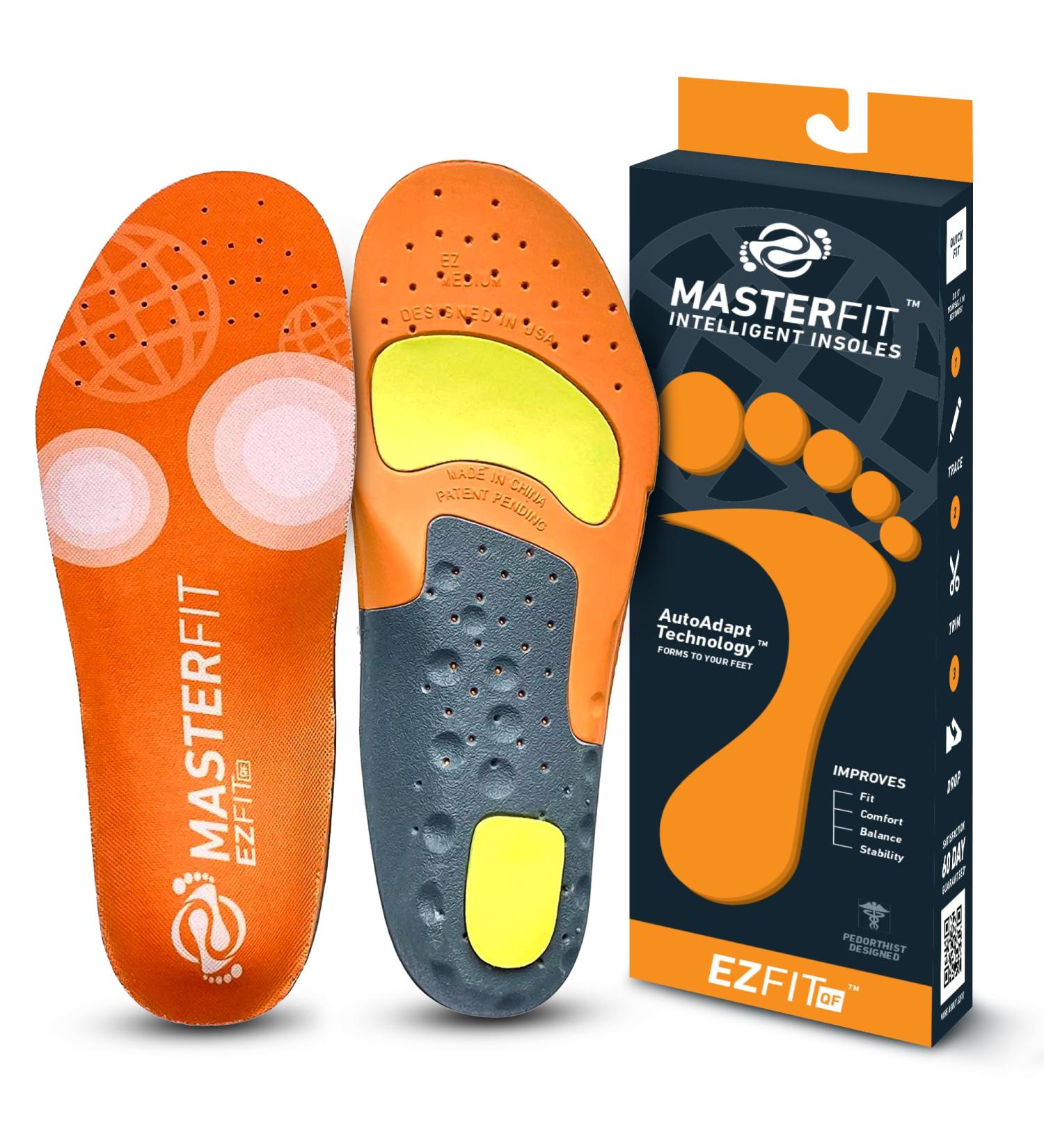 EZFit QF Universal Insoles | Comfort & Support for Work Boots Running Shoes & Cleats | Plantar Fasciitis Relief | Custom Fit for Men & Women - Buy Online on GoSupps.com