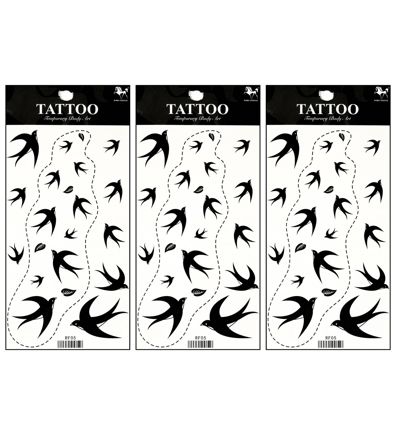 ONCEX Flying Swallow Birds Temporary Tattoos - Waterproof Black Tattoo Designs for Body Arms Legs - Men Women Painting Cartoon Art Stickers - Buy Online on GoSupps.com
