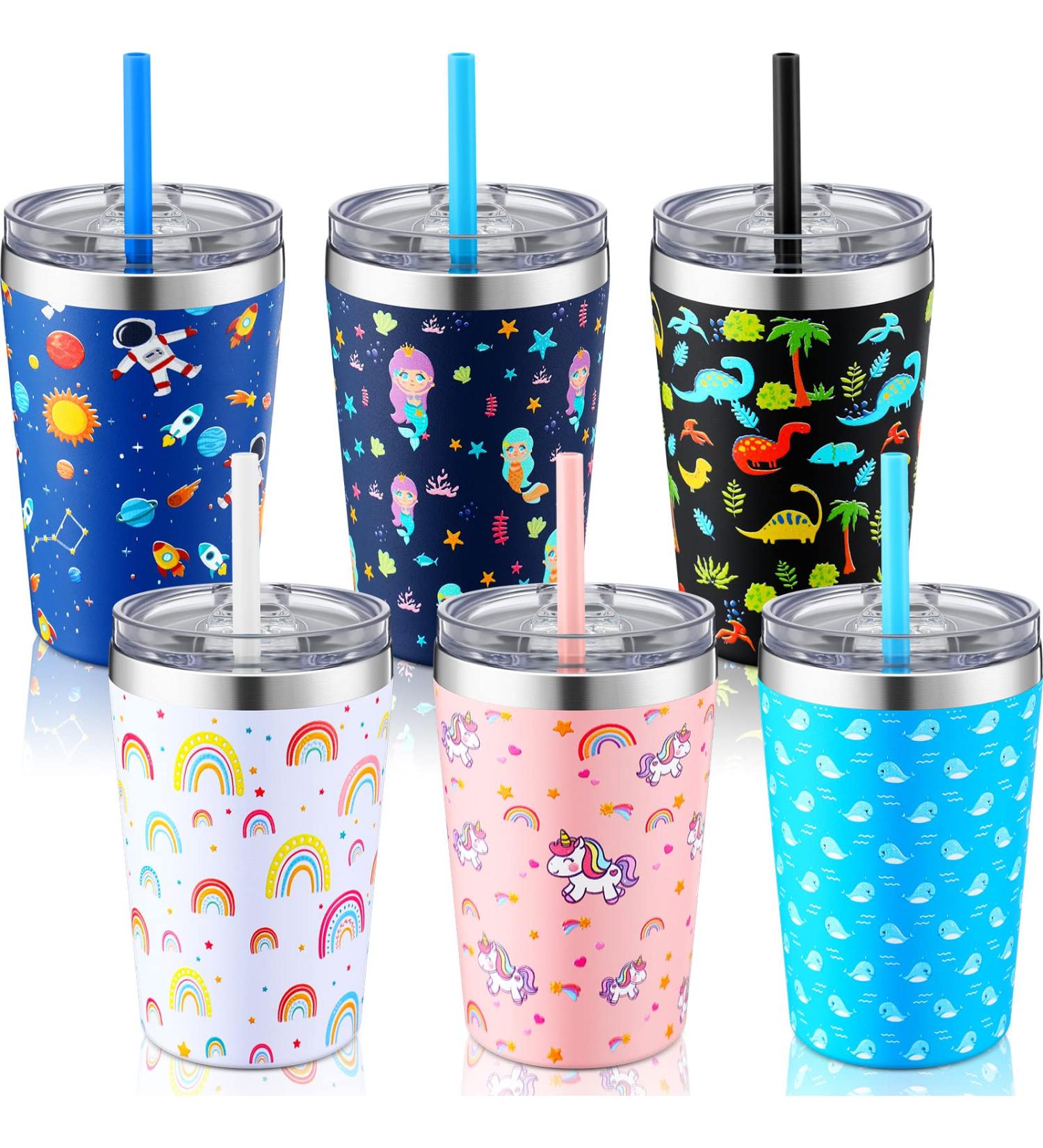 Zubebe 6-Piece Toddler Tumblers Set | Stainless Steel Spill-Proof Insulated Cups with Silicone Straw | 12oz Kids Water Bottle for Girls and Boys - Buy Online on GoSupps.com