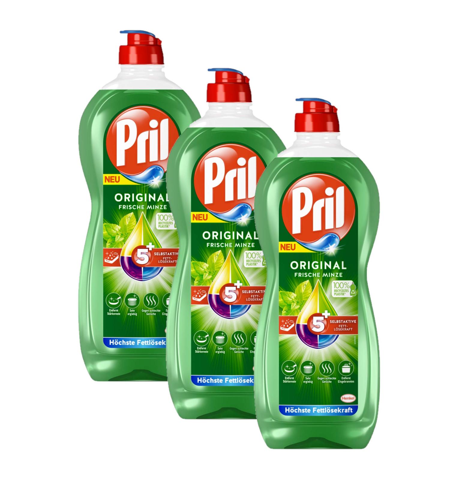 Buy Pril 5 Plus Original Fresh Mint Hand Dishwashing Liquid (3 x 675 ml) - Self-Active Grease Dissolver for International Shipping - Buy Online on GoSupps.com