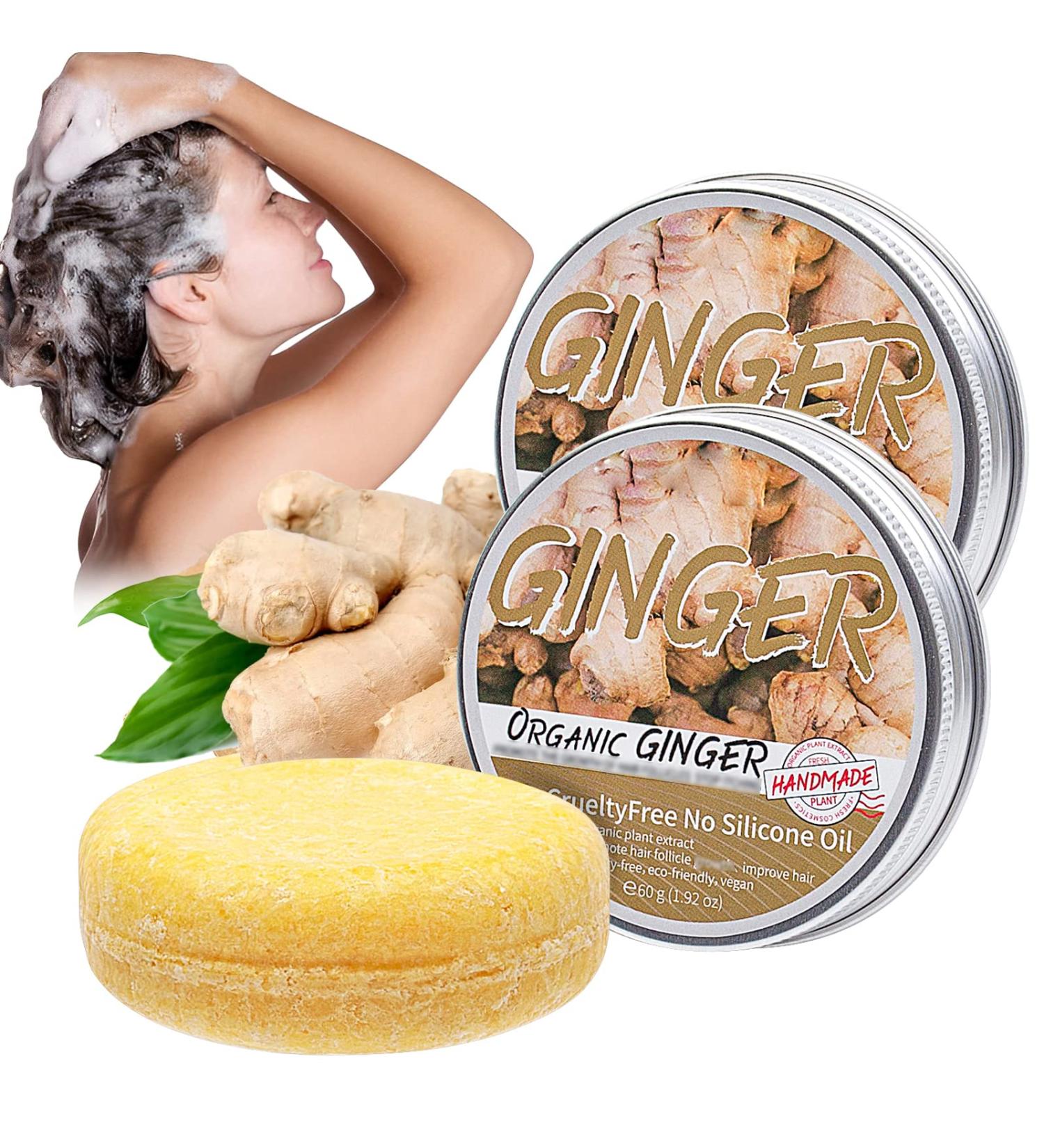 Ginger Hair Shampoo Bar - Organic Moisturizing Shampoo Soap for All Hair Types (2pcs - Buy Online on GoSupps.com