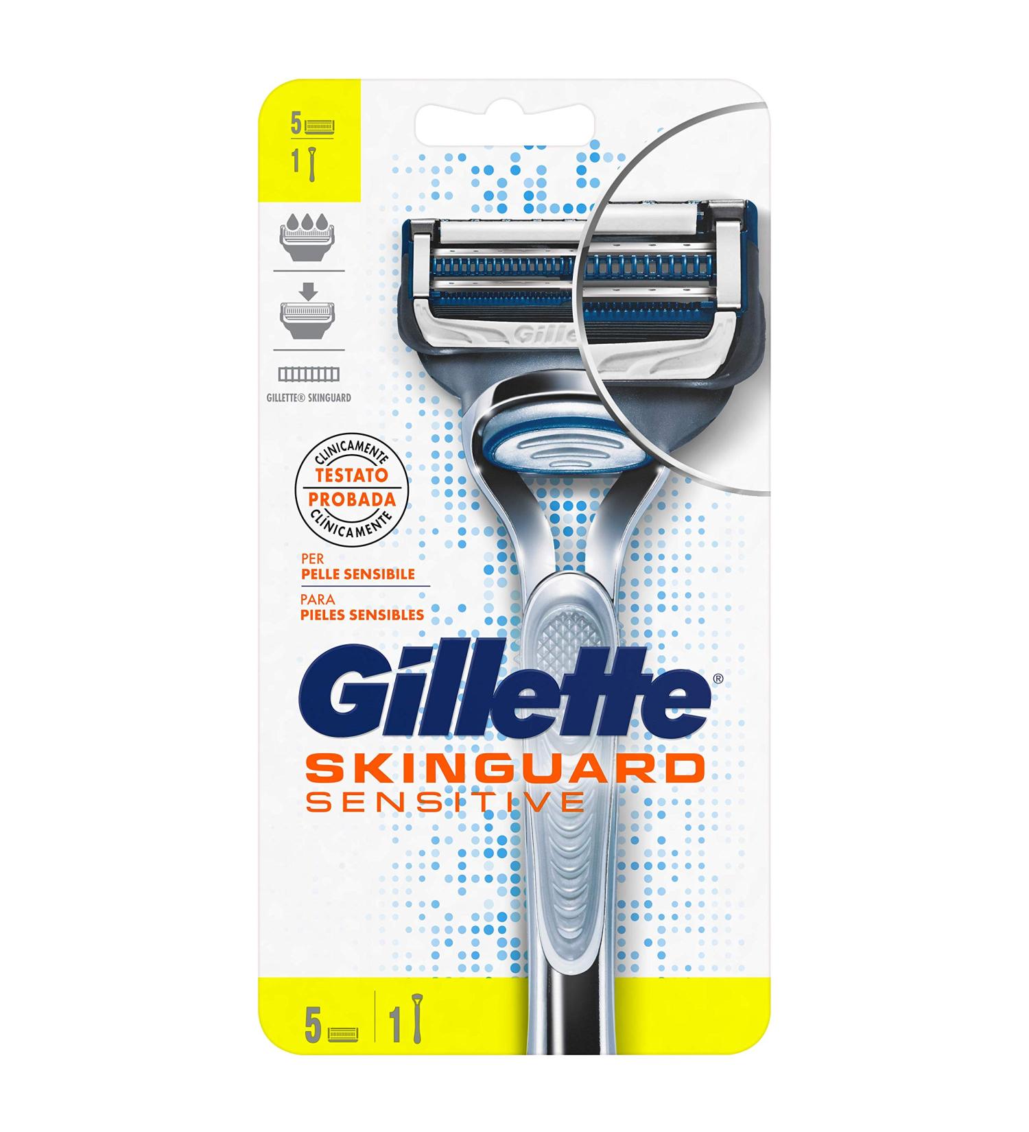 Gillette SkinGuard Sensitive Razor & 5 Spare Refills - Perfect for Sensitive Skin | International Shipping Available - Buy Online on GoSupps.com