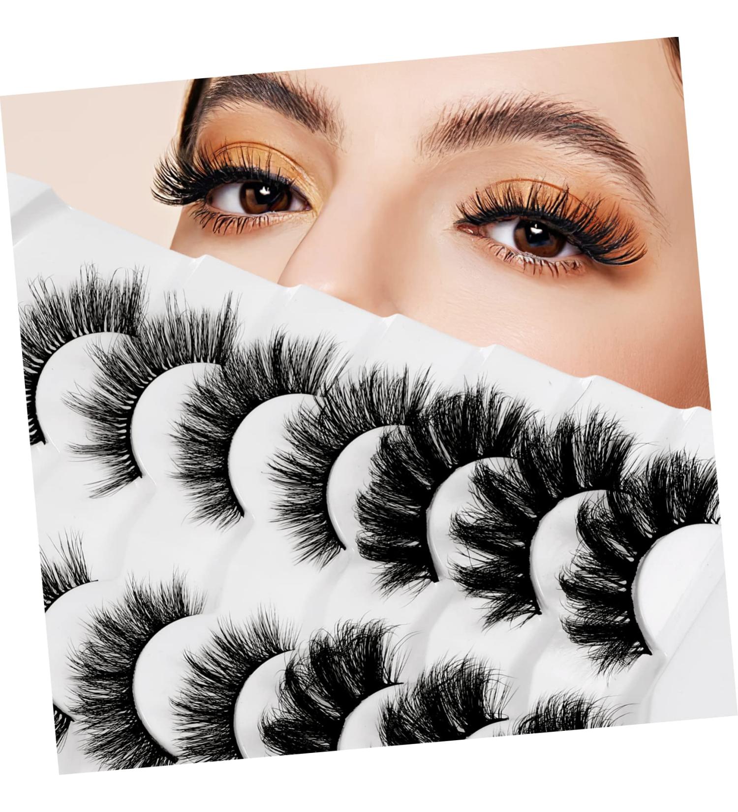 minkissy 7 Pairs Eyelashes Fake Lashes Full False Lashes Natural Look Wispy Strip Lashes 3d Faux Lashes Manga Lashes Cluster Fluffy Spiky Lashes Clear Lash Band Miss Bulk Set Fiber - Buy Online on GoSupps.com