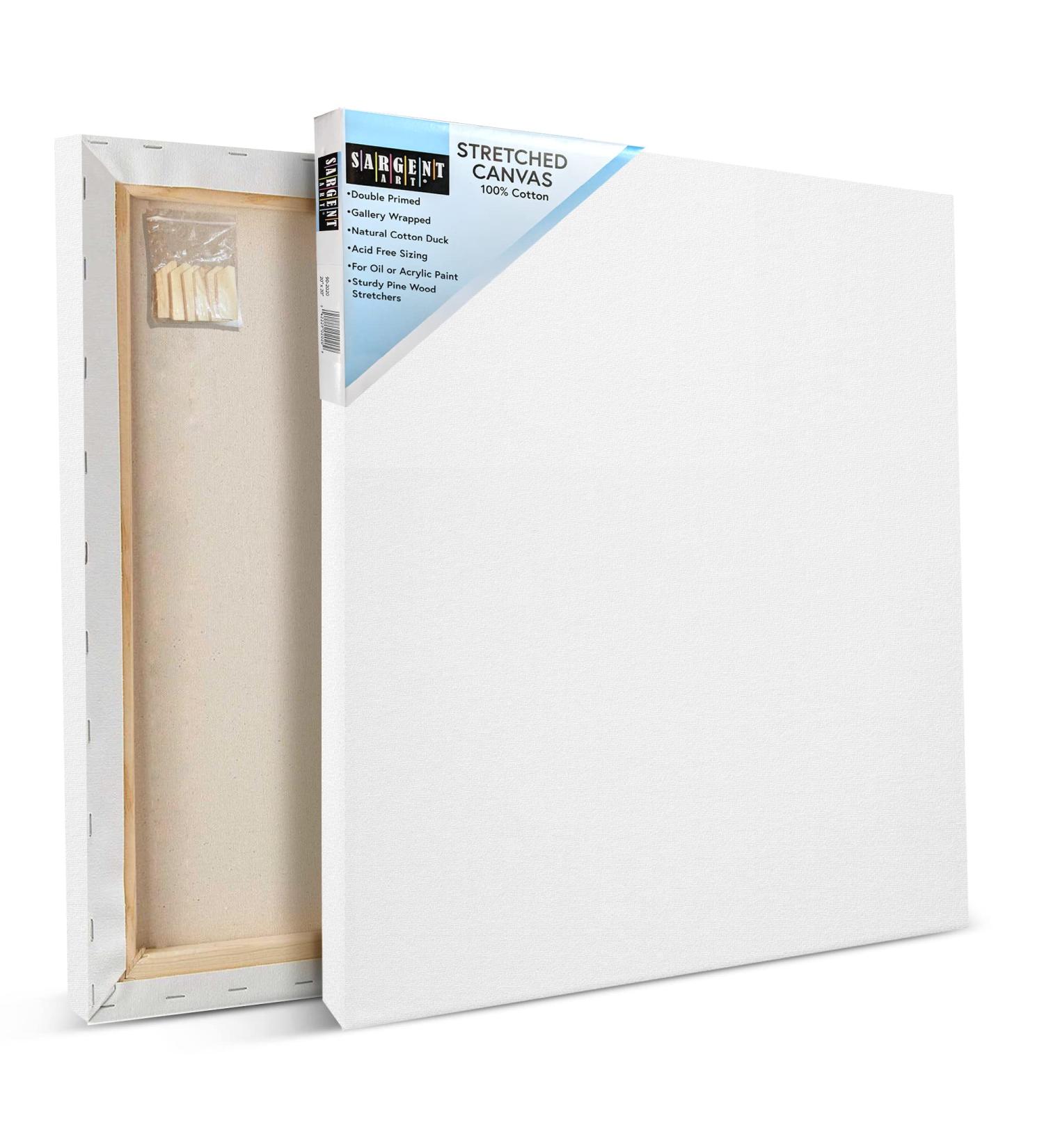 Sargent Art 20x20 Stretched Canvas - White Blank Canvases for Acrylic & Oil Painting - Buy Online on GoSupps.com