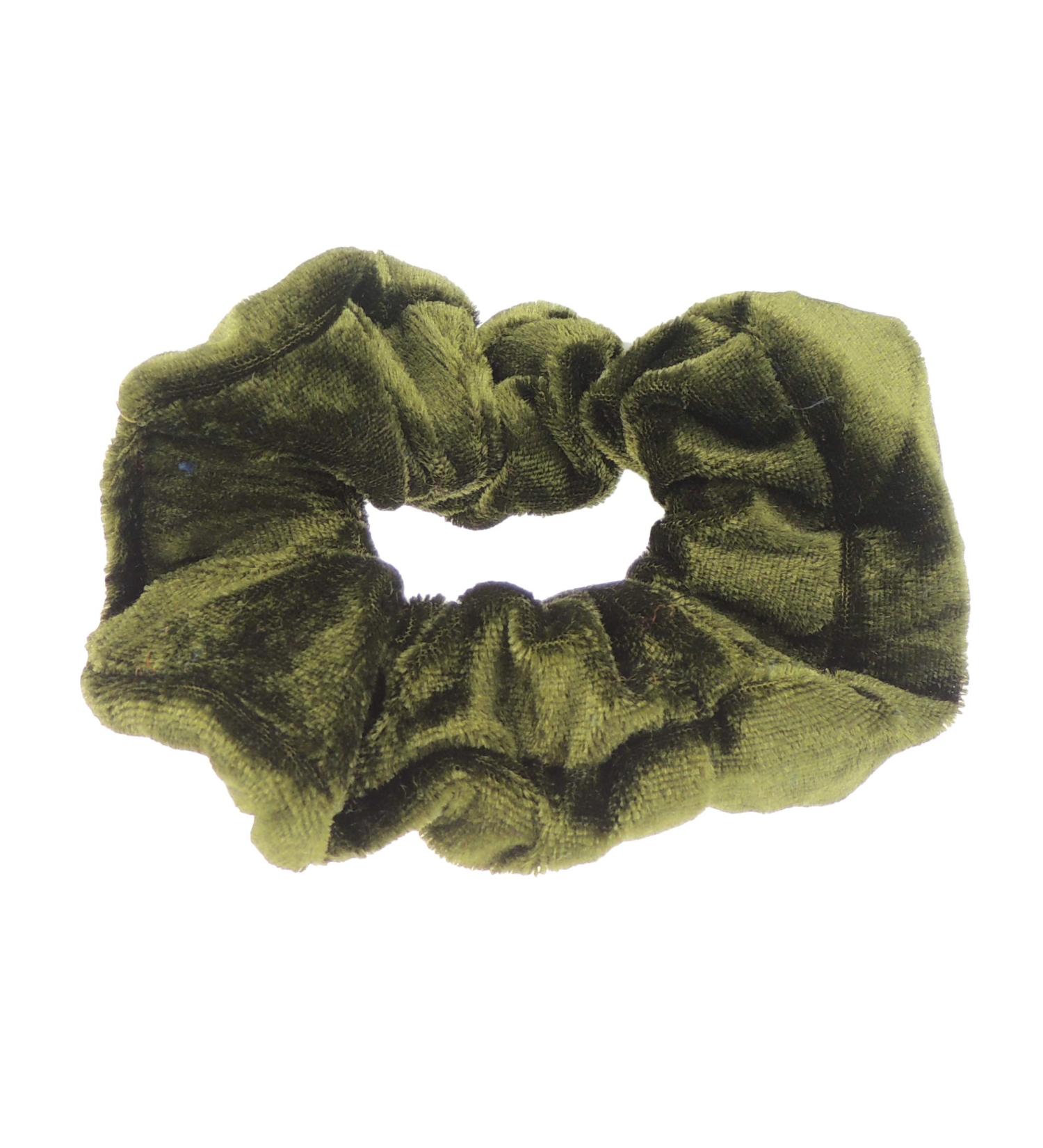 Ladies Girls Large School Velvet Hair Elastic Tie (Olive Green)