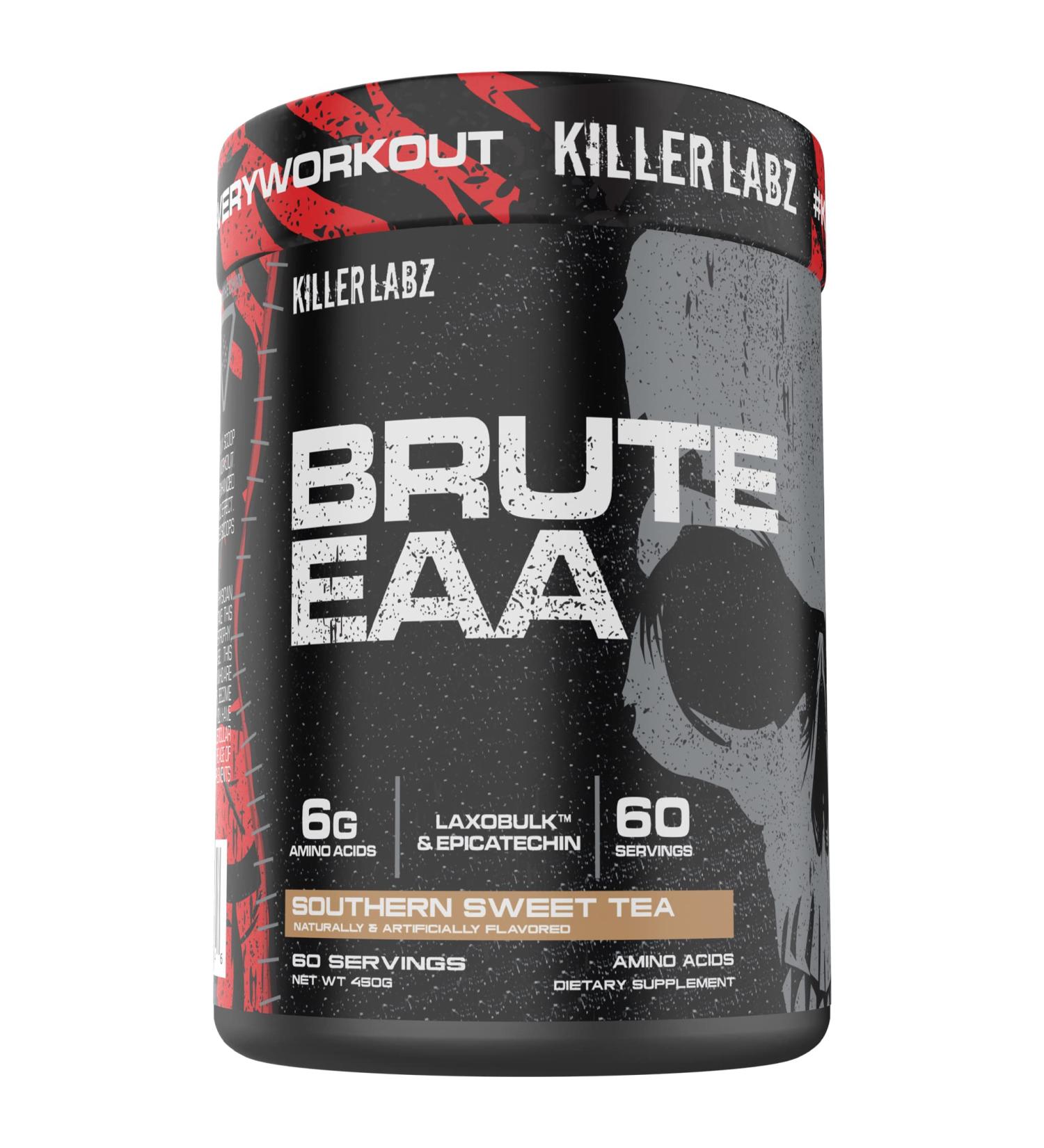 KILLER LABZ Brute EAA Branched Chain & Essential Amino Acids | 6g of Aminos to Accelerate Recovery and Lean Mass Gains 60 Servings (Southern Sweet Tea) - Buy Online on GoSupps.com