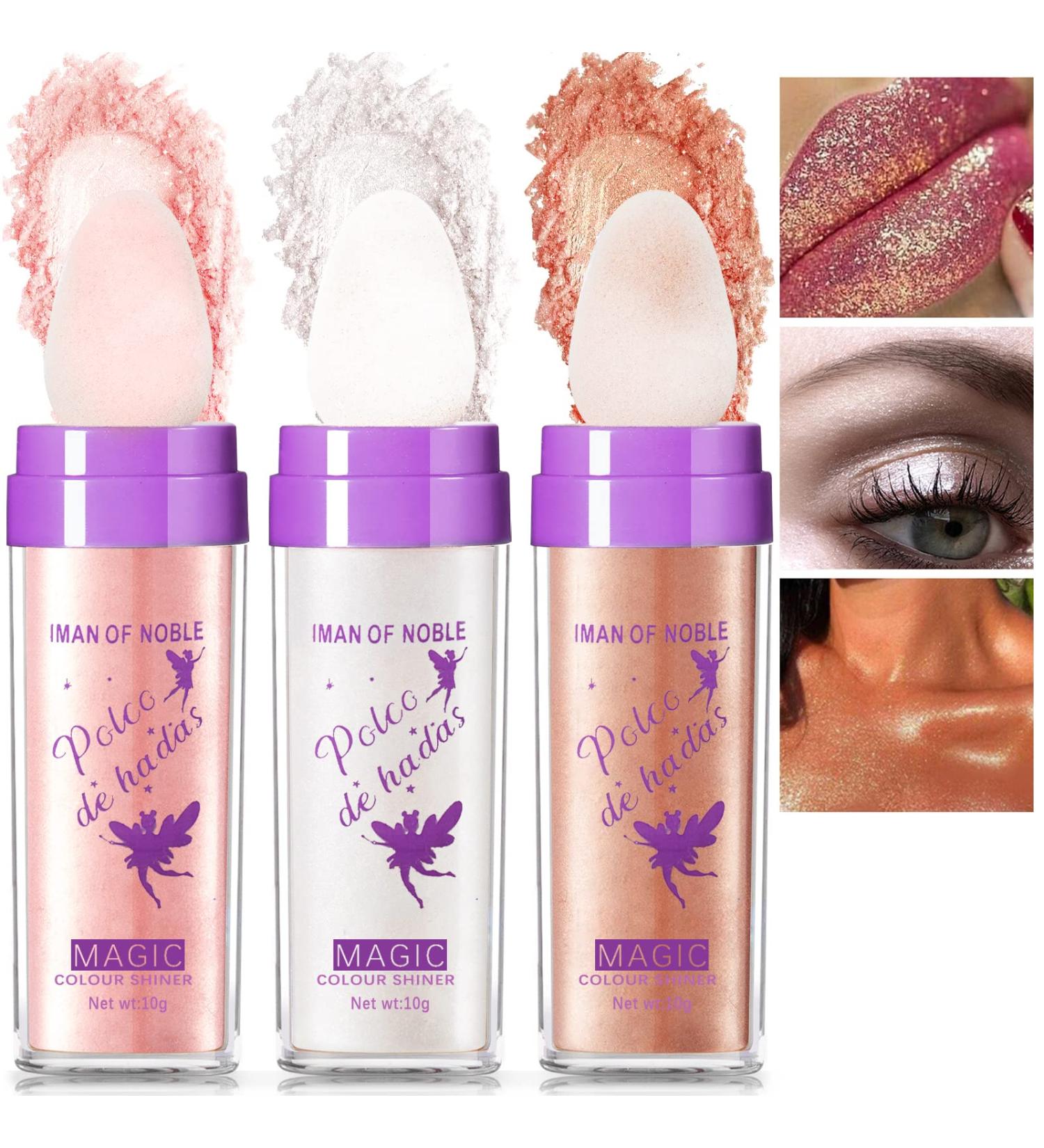 NewBang Polvo De Hadas Fairy Highlighter Blush Stick | Glitter Shimmer Powder for Face, Eyes, Lips, Hair & Body Glow | Pack of 3 | 1.58 Ounce - Buy Online on GoSupps.com