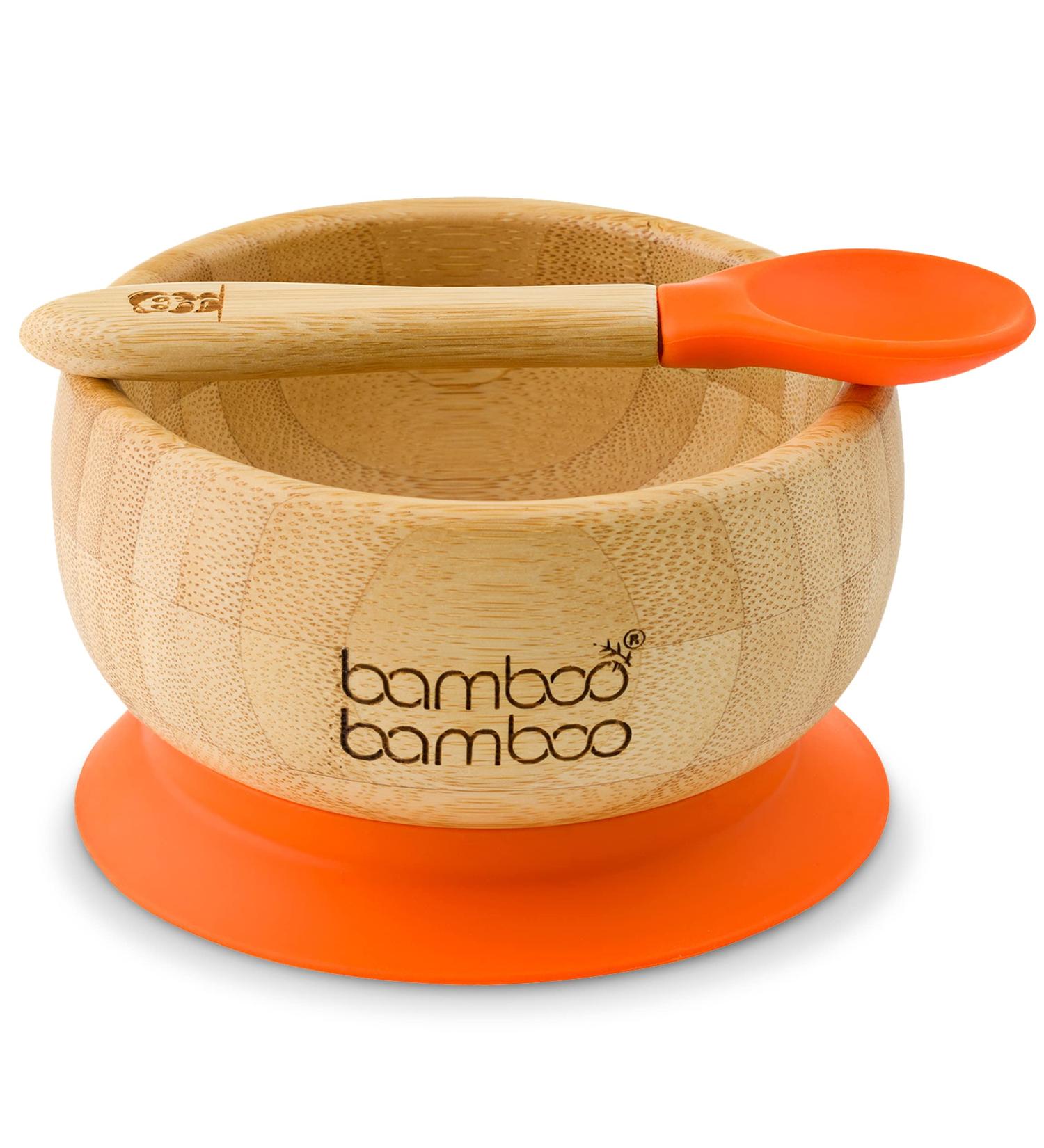 Bamboo Bamboo Baby Suction Bowl Set for Feeding and Weaning | Orange | Matching Spoon Included - Buy Online on GoSupps.com