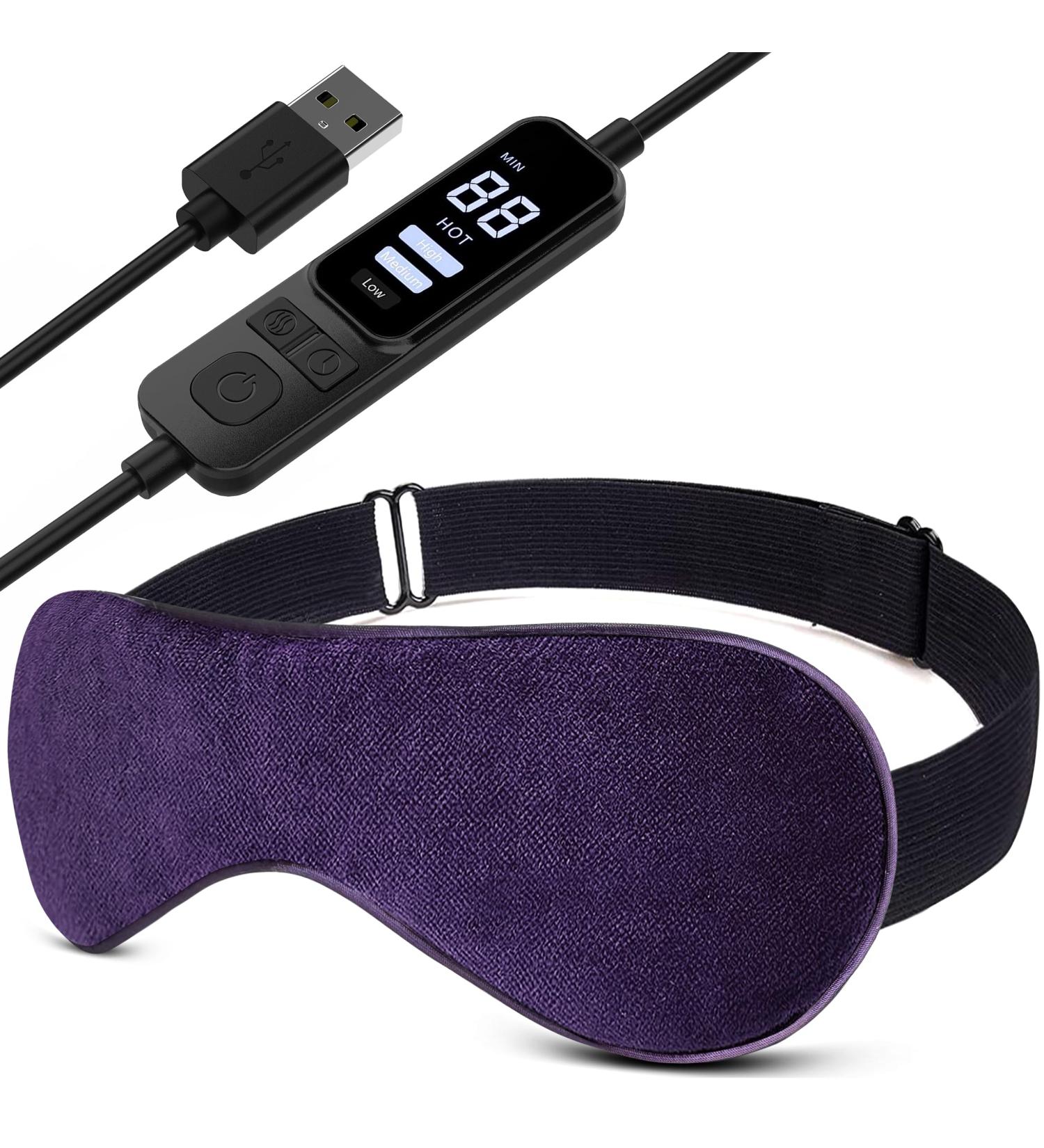 Heated Eye Mask for Dry Eyes - USB Electric with Temperature Timer Remote | Relieve Stye, Blepharitis, MGD | Purple - Buy Online on GoSupps.com