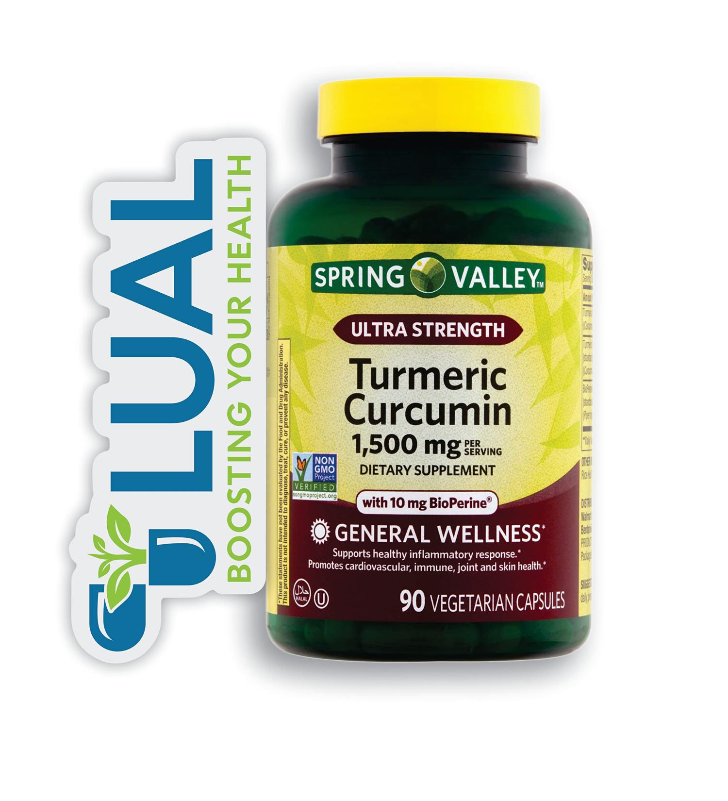 Spring Valley Turmeric Curcumin 1500mg Dietary Supplement with Luall Sticker - 90 Capsules - Buy Online on GoSupps.com