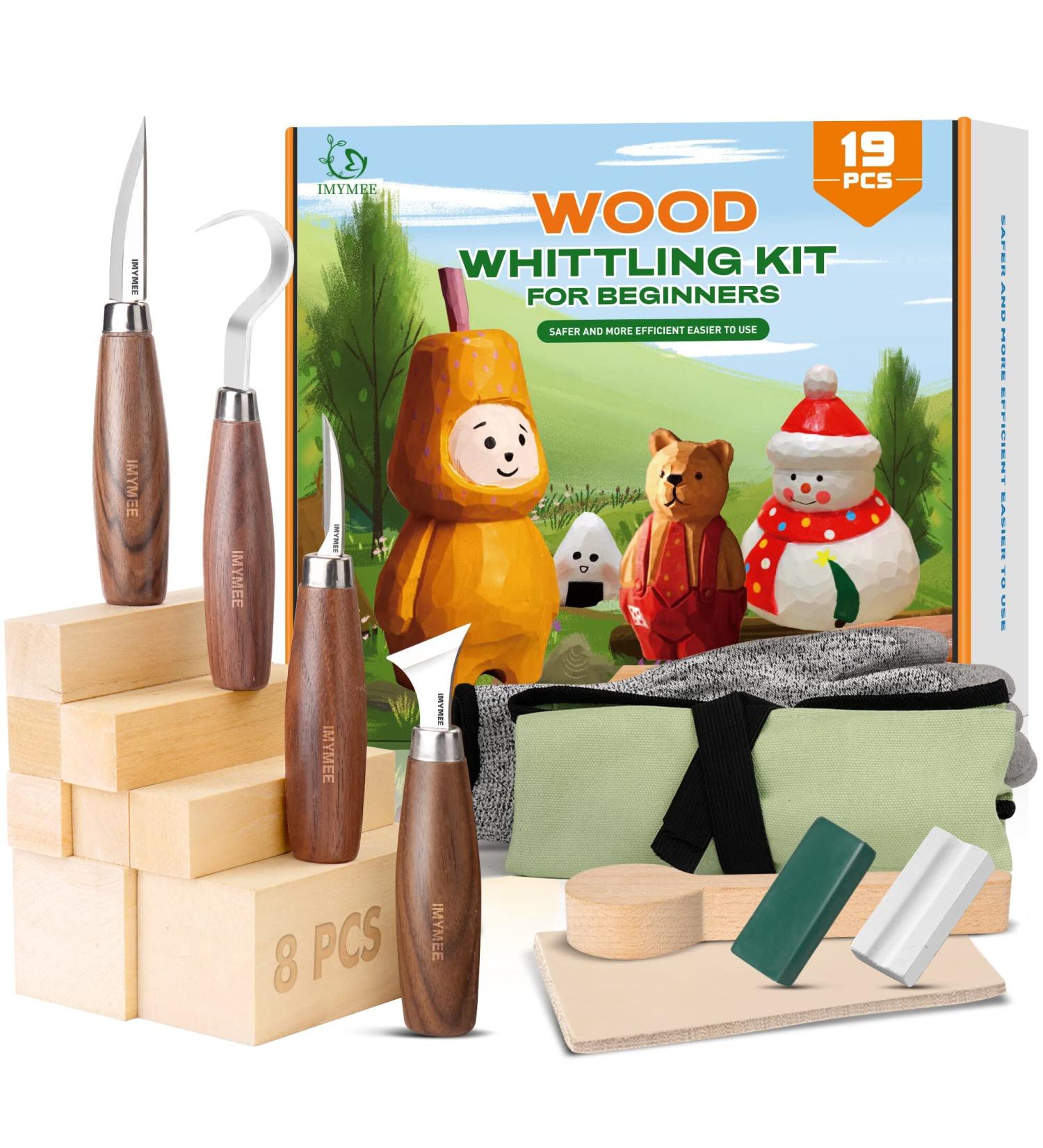 IMYMEE Wood Whittling Kit for Beginners - Complete Set with 4 Carving Knives & 8 Basswood Blocks - Perfect Wood Carving Tools for Adults and Kids - Buy Online on GoSupps.com