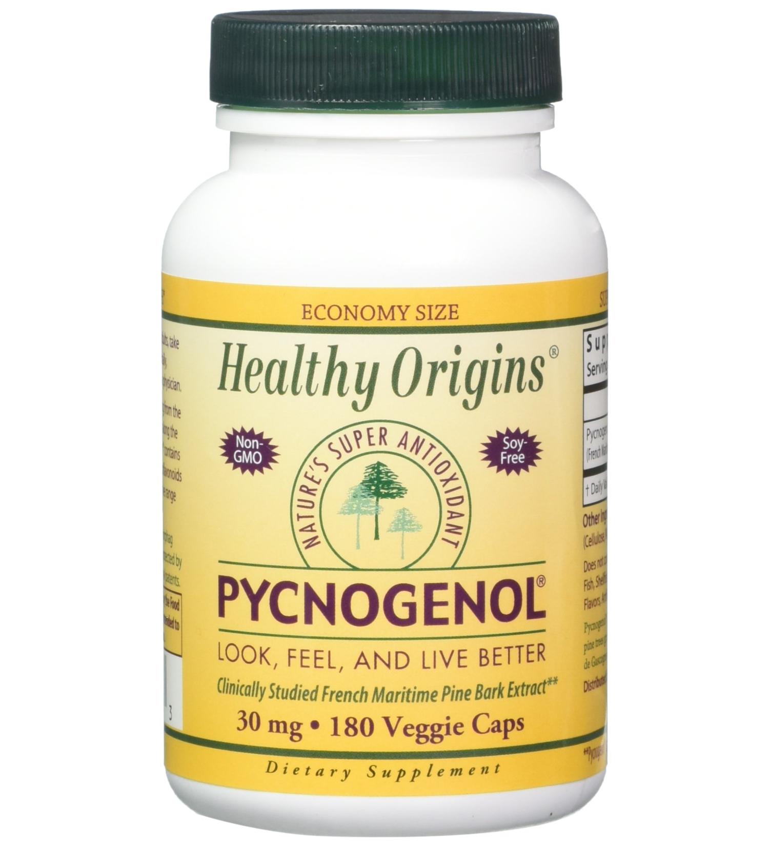 Healthy Origins Pycnogenol 30 mg Veg Capsules - 180 Count Pack of 1 - Buy Online on GoSupps.com