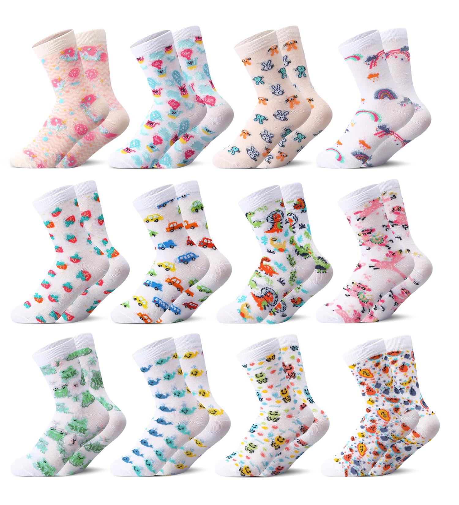 Threlaco 12 Pairs Eczema Socks for Kids Cotton Soft Foot Eczema Cute Socks for Sensitive Irritated Skin Overnight Children Aged 4-7 - Buy Online on GoSupps.com