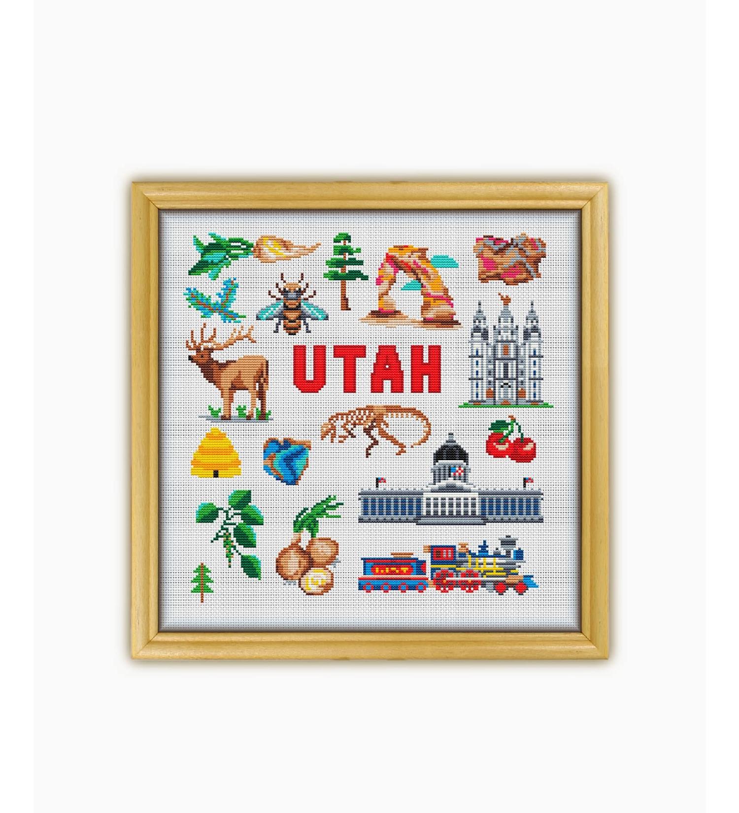 Utah Collection CS1852 Cross Stitch Kit #2 with Threads, Needles, AIDA Fabric, and Accessories - Buy Online on GoSupps.com