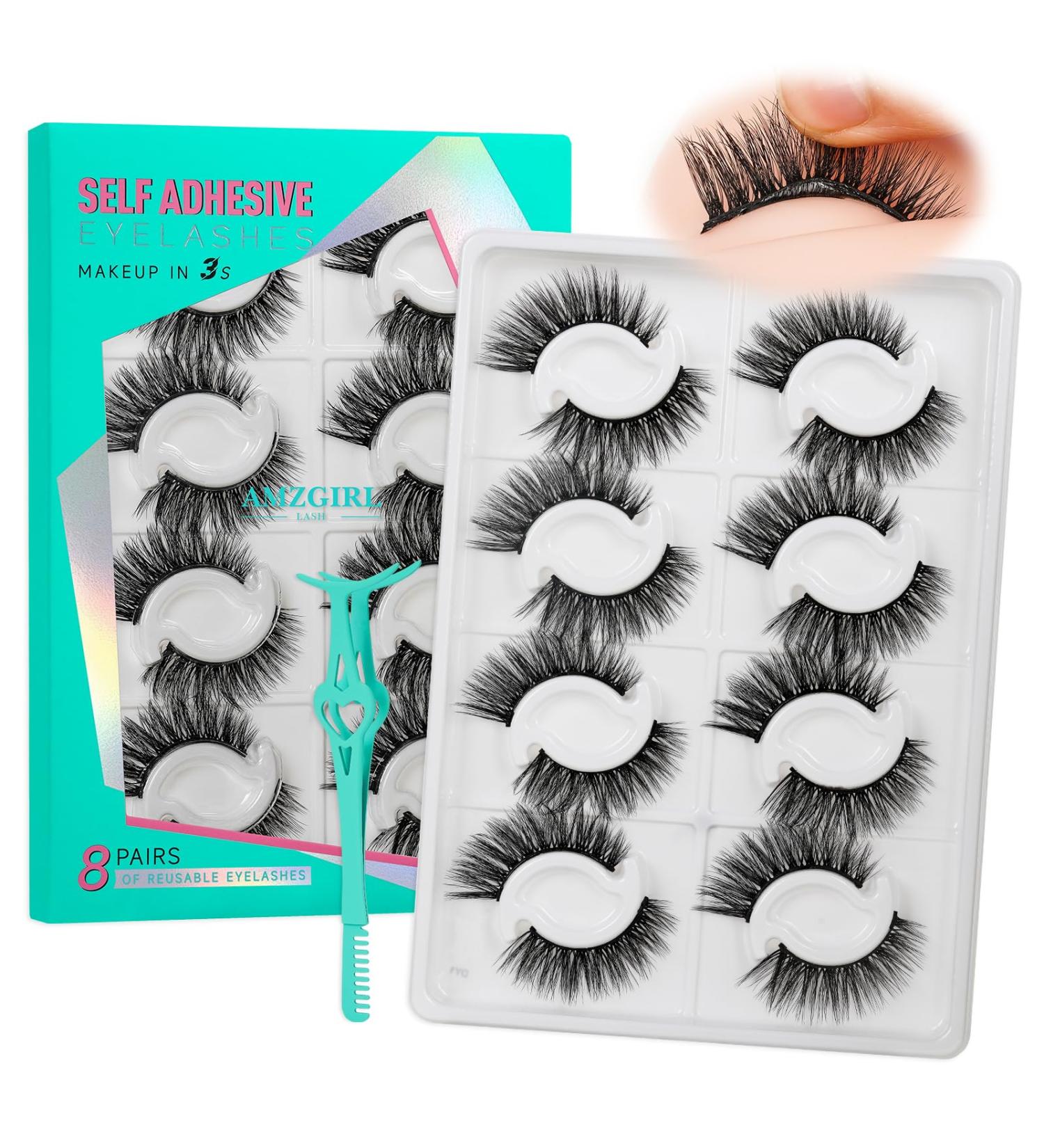 Self Adhesive Eyelashes No Glue Needed Lash Clusters 8 Pairs Reusable Adhesive Eyelashes Waterproof Wispy Lashes with Tweezer for Lash Extension at Home by AMZGlRL(Pudding D-mix 12-17mm) D-Mix 12-17mm 8Pairs|Pudding|12-17mm - Buy Online on GoSupps.com