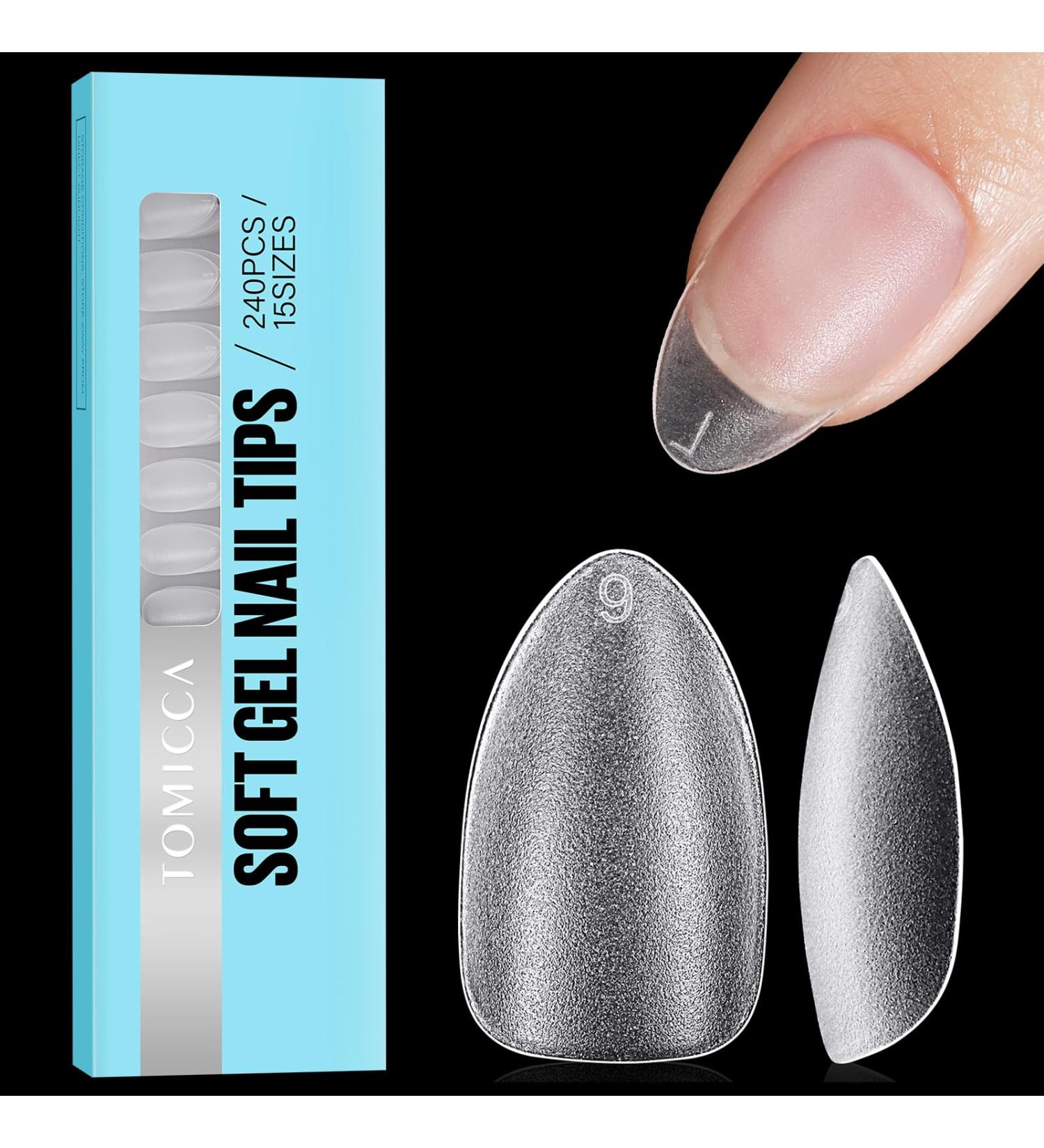 Short Almond Clear Nail Tips - 240 Pcs, 15 Sizes | TOMICCA French Acrylic False Nails for Women - Buy Online on GoSupps.com