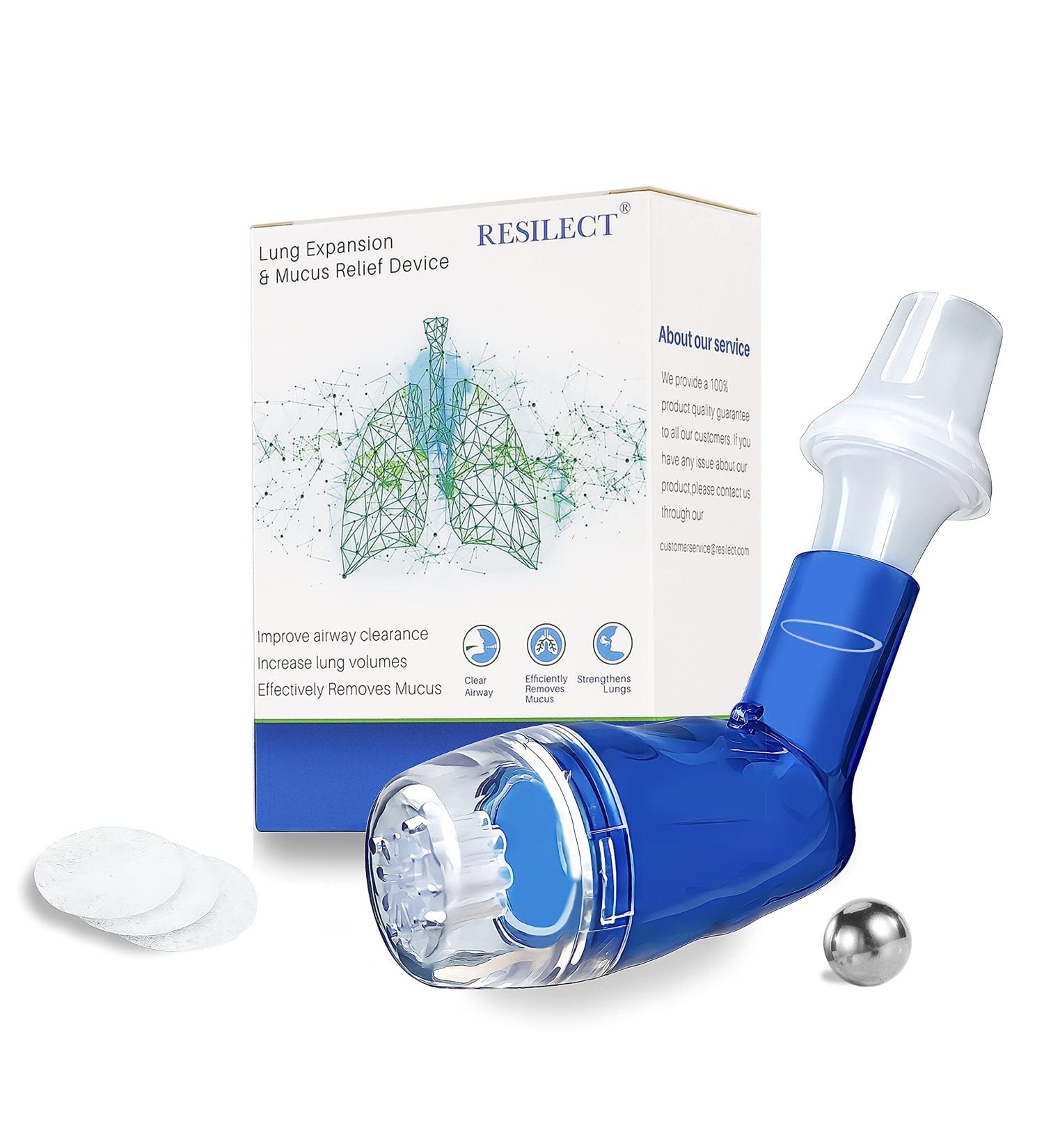 Qriellp Portable Breathing Exercise Device for Lungs Mucus Removal Mchine for Breathing Problems Breathing Trainer for Lung Cleanse (Blue)