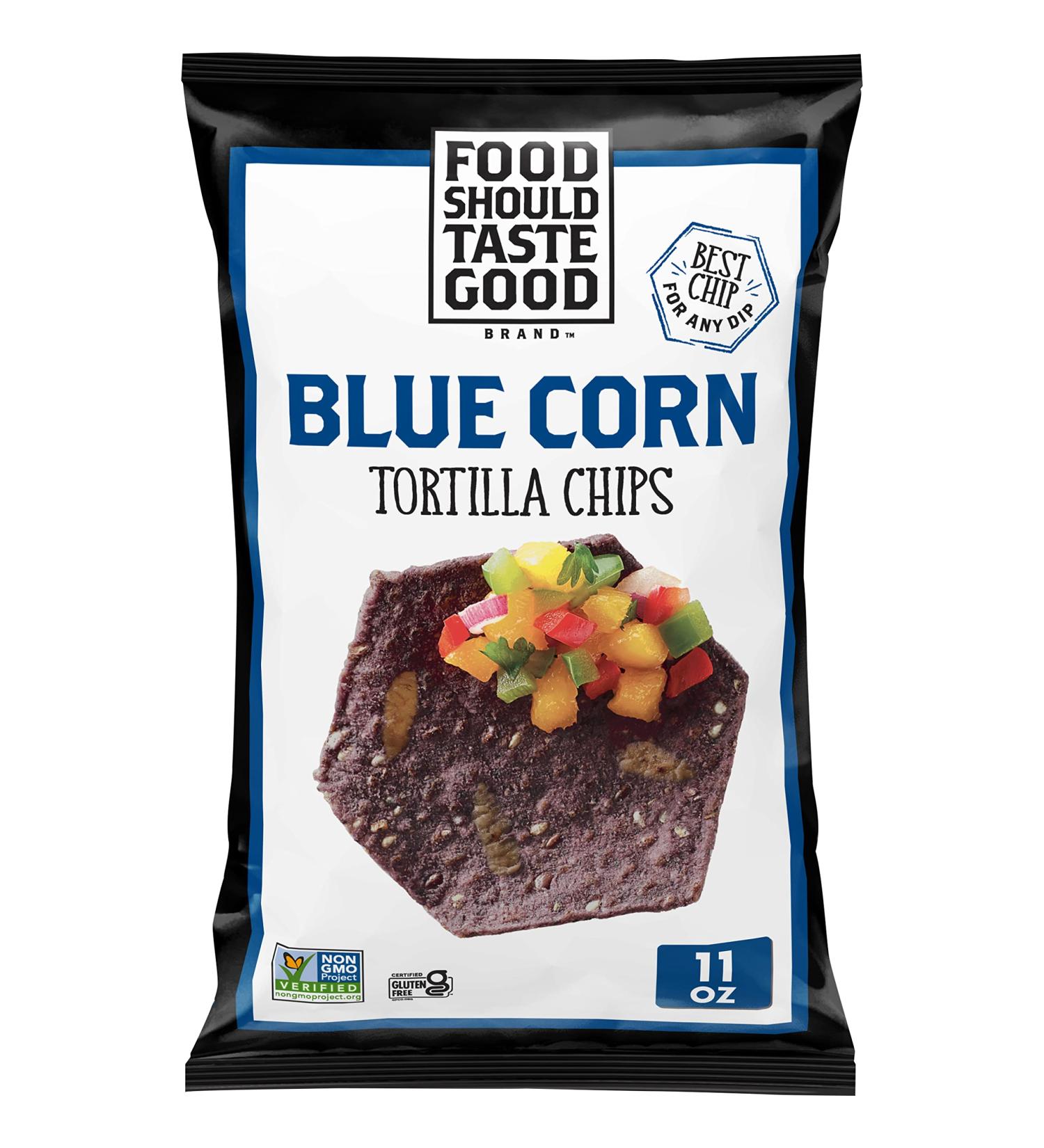 Food Should Taste Good Blue Corn Tortilla Chips - Gluten Free - 11 oz - Buy Online on GoSupps.com