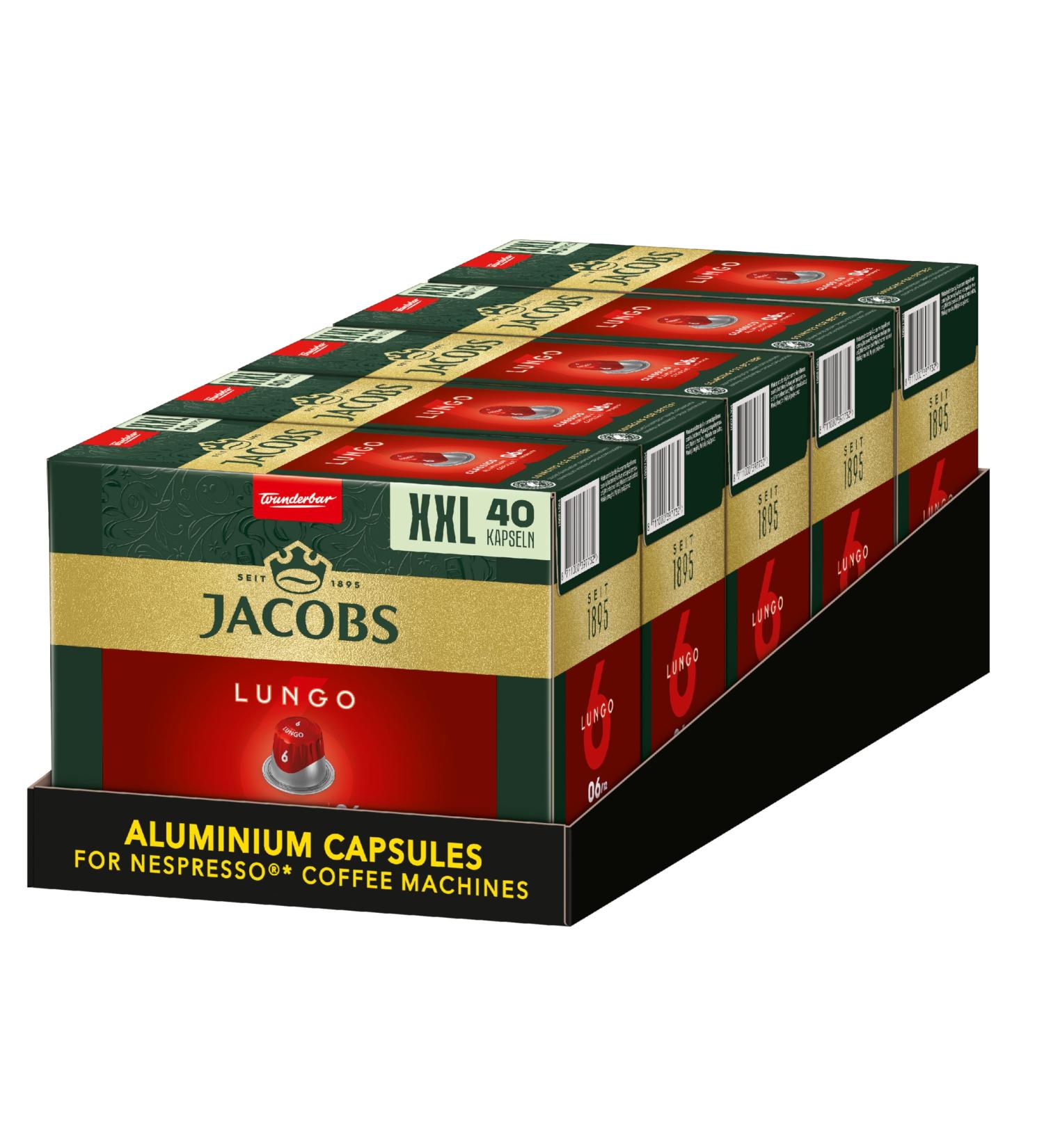 Jacobs Lungo Classico Coffee Capsules Megapack XXL - 200 Nespresso Compatible Capsules (Intensity 6) | Limited Time Offer - Buy Online on GoSupps.com